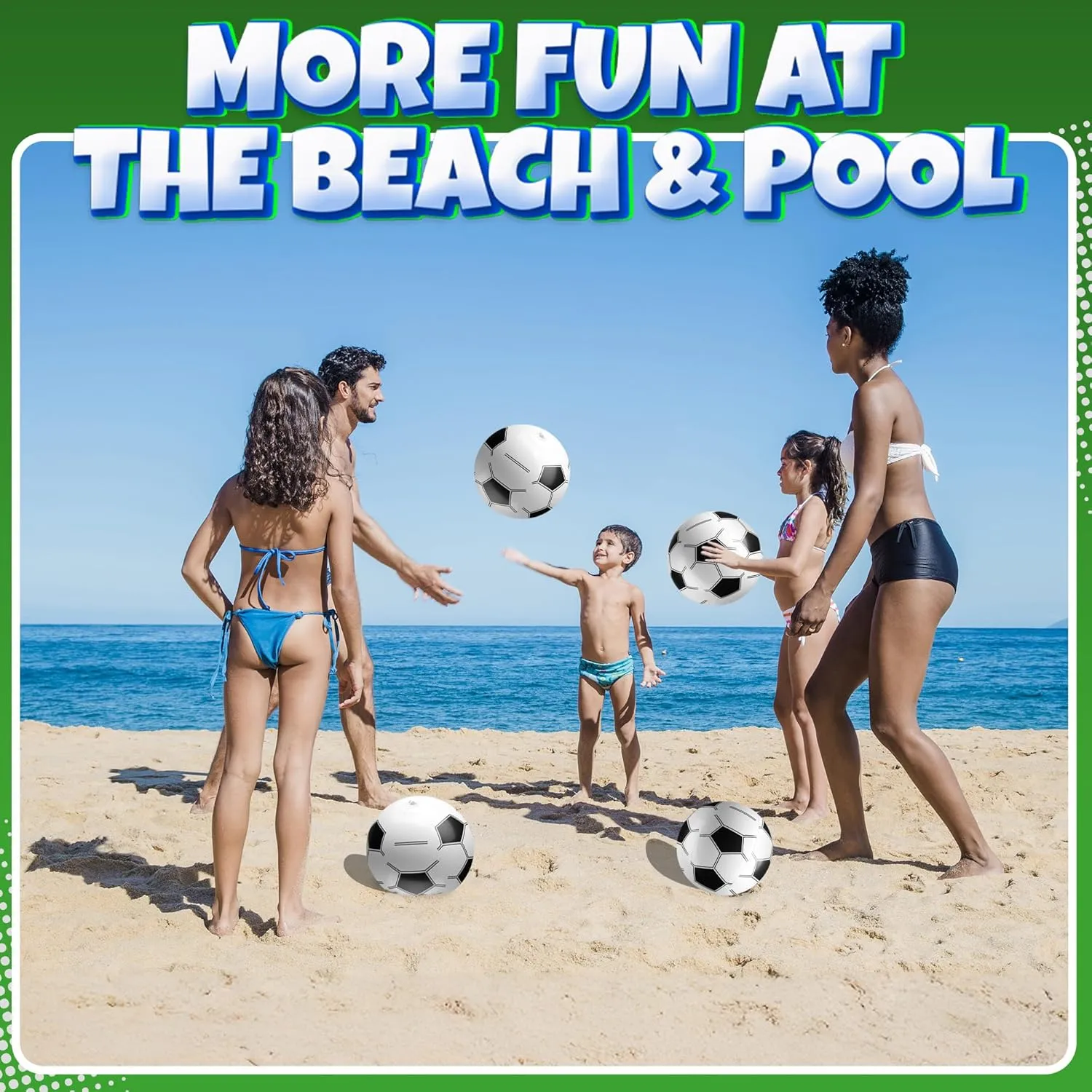 Inflatable Soccer Balls (Pack of 12) 16-inch, Beach Balls Bulk for Beach Toys & Soccer Birthday Party Decorations & Party Favors for Kids, Goodie Bags Stuffers