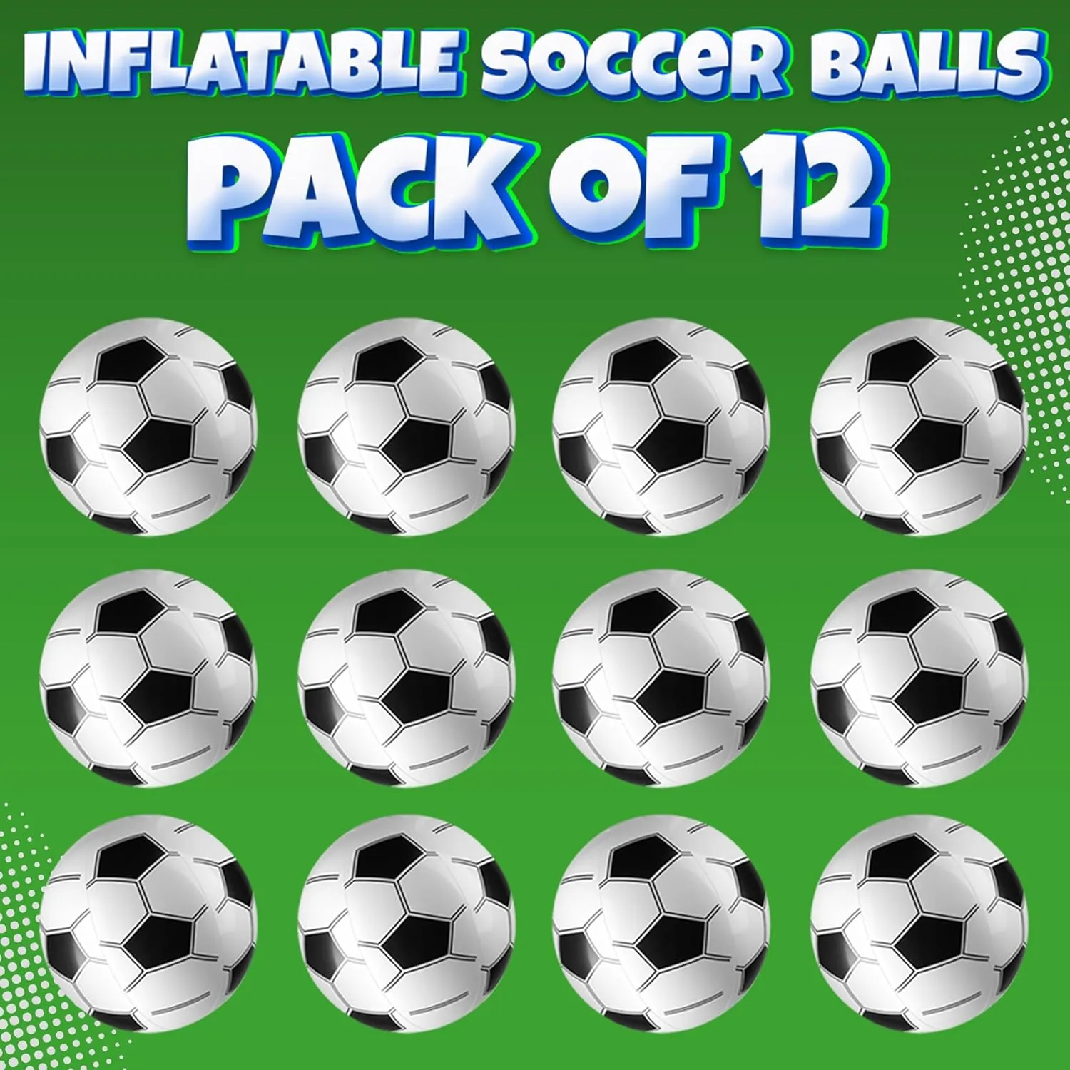 Inflatable Soccer Balls (Pack of 12) 16-inch, Beach Balls Bulk for Beach Toys & Soccer Birthday Party Decorations & Party Favors for Kids, Goodie Bags Stuffers