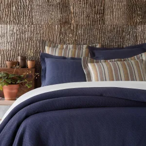 Interlaken Ink Matelasse Coverlet, Queen Size, Blue Solid Pattern