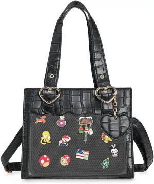 Ita Bag Crossbody Purses and Handbags, Kawaii Top Handle Shoulder Bags Pins Display with Insert