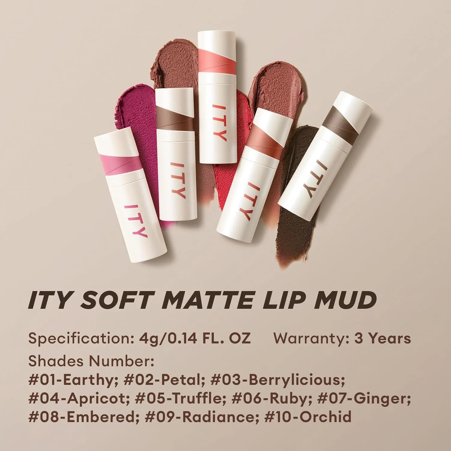 ITY Velvet Matte Finish Lip Stain-Mousse Textured Lip Clay, Dark Shades, Conceals Lip Lines, Rich Pigment Lip Tint Lipsticks, 0.14 oz (4g) in Truffle new version