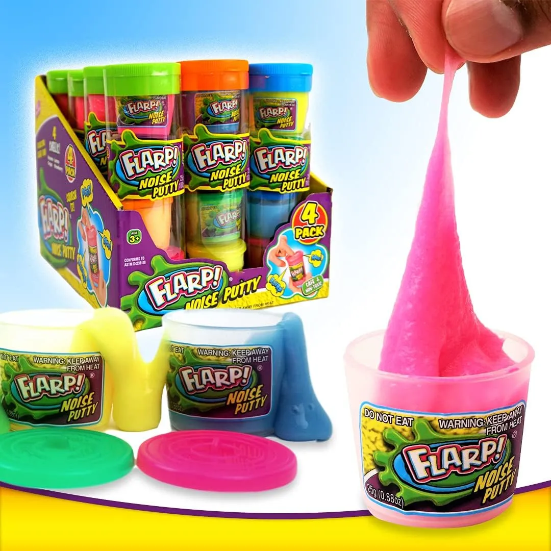 JA-RU Mini Flarp Noise Putty Fidget Toy (6 Tubes with 24 Mini Flarps) 4 Mini Putty per Pack. Stress Relief Toy, Bulk Slime Party Favors for Kids Stocking Stuffer. Plus Bouncy Ball 336-6p