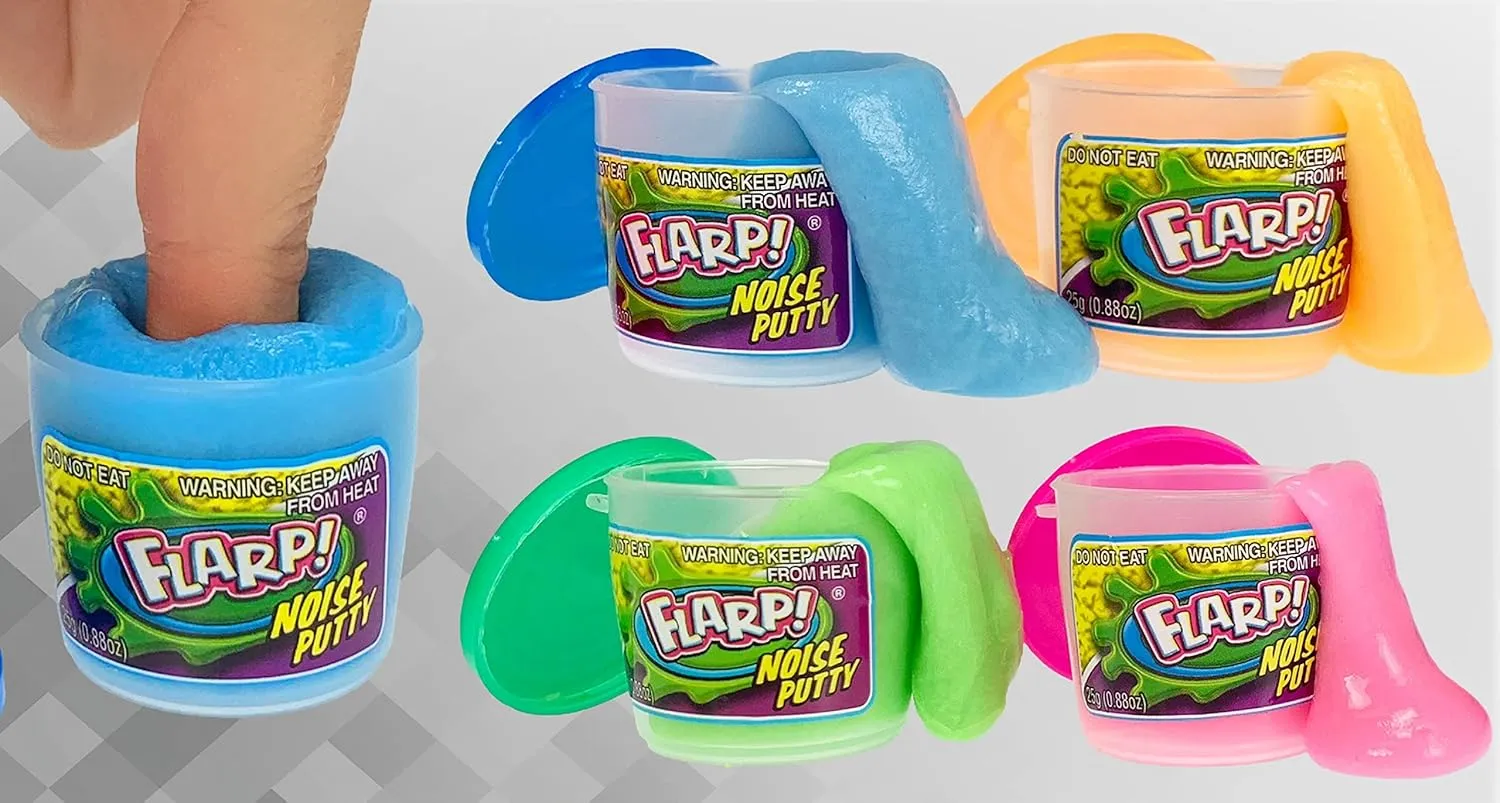 JA-RU Mini Flarp Noise Putty Fidget Toy (6 Tubes with 24 Mini Flarps) 4 Mini Putty per Pack. Stress Relief Toy, Bulk Slime Party Favors for Kids Stocking Stuffer. Plus Bouncy Ball 336-6p