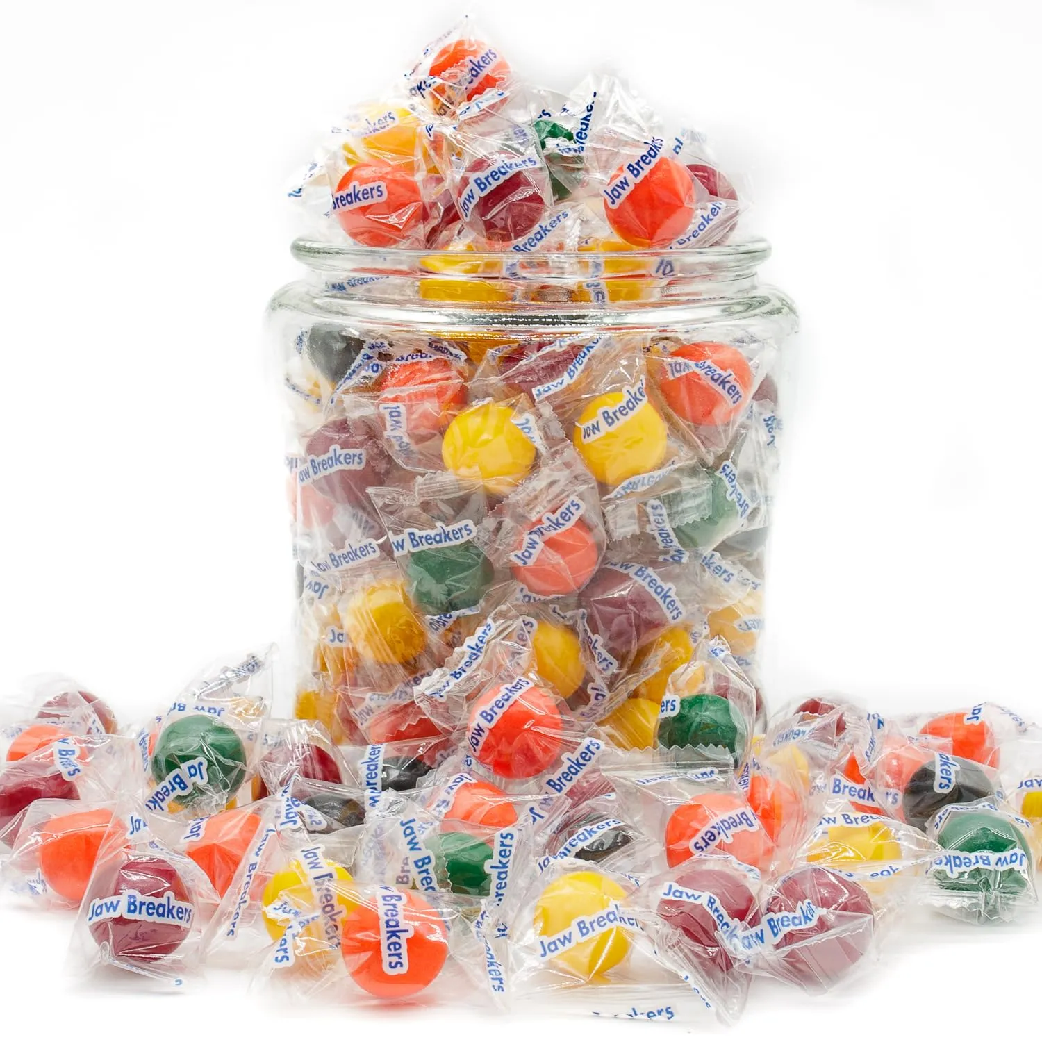 JAWBREAKERS Hard Candy 2 lb – 5 Assorted Fruit Flavors, Individually Wrapped, Bulk Candies in Resealable Bag
