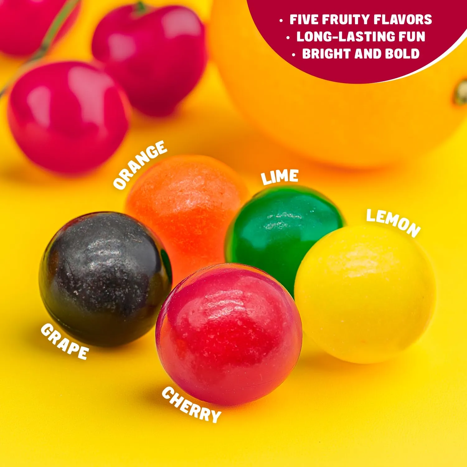 JAWBREAKERS Hard Candy 2 lb – 5 Assorted Fruit Flavors, Individually Wrapped, Bulk Candies in Resealable Bag