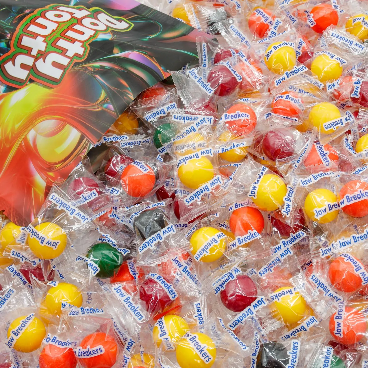 JAWBREAKERS Hard Candy 2 lb – 5 Assorted Fruit Flavors, Individually Wrapped, Bulk Candies in Resealable Bag