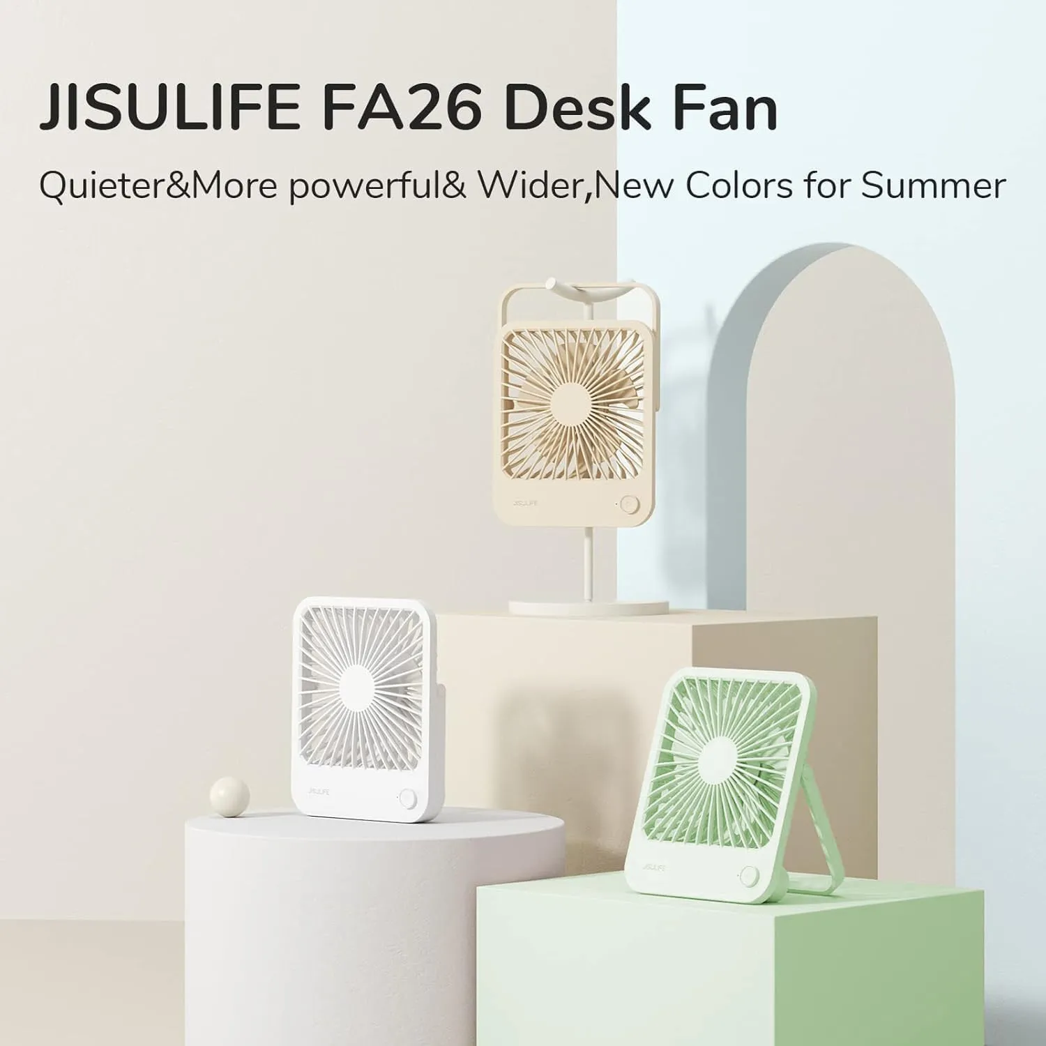 JISULIFE Desk Fan Battery Rechargeable, 4500mAh 180°Foldable Portable Personal Fan, 4 Speeds Adjustable Long Battery-life for Home Office Travel Outdoor Gifts for Women Men-Green
