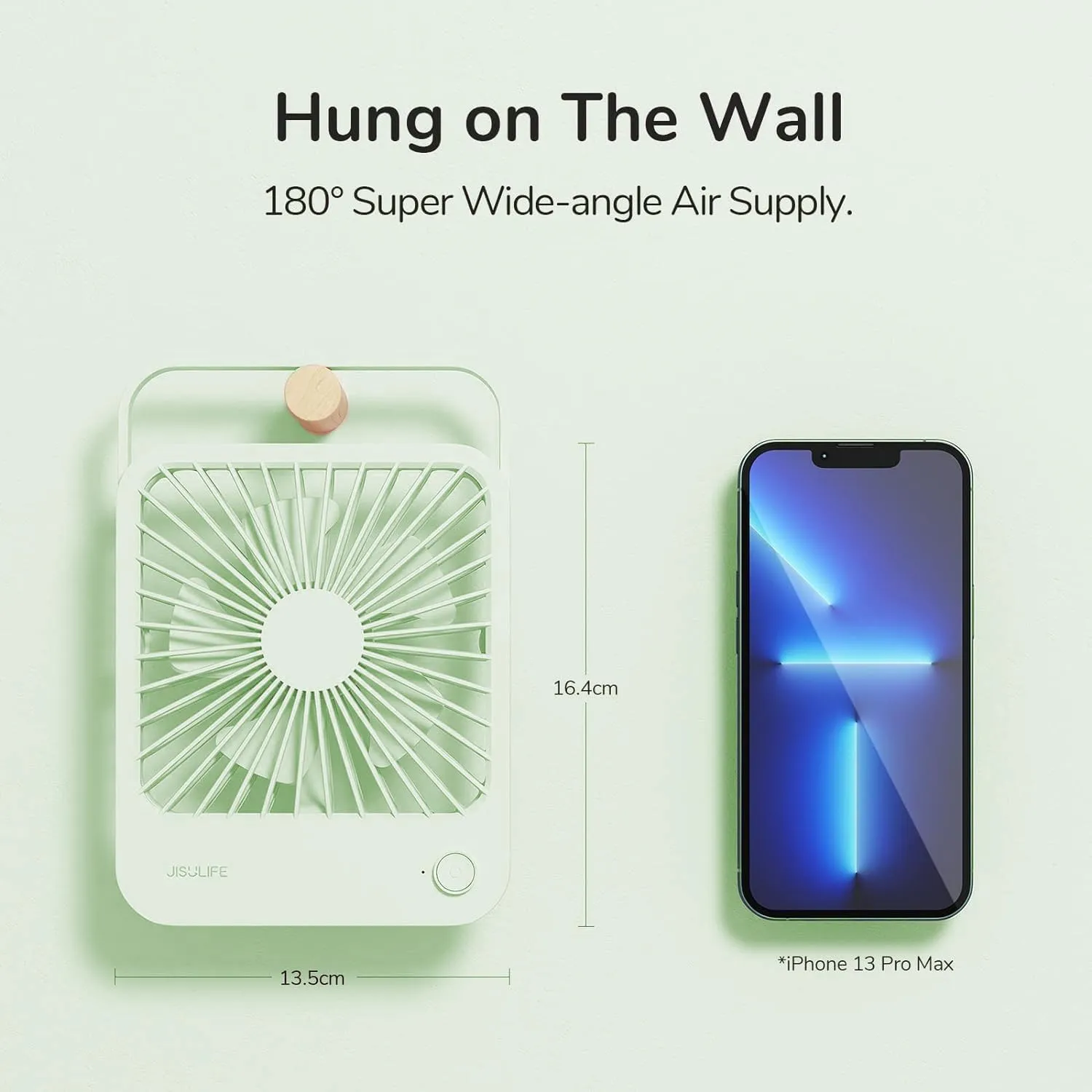 JISULIFE Desk Fan Battery Rechargeable, 4500mAh 180°Foldable Portable Personal Fan, 4 Speeds Adjustable Long Battery-life for Home Office Travel Outdoor Gifts for Women Men-Green