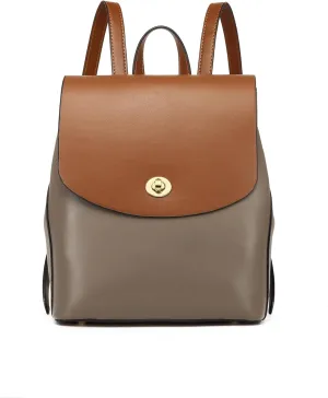 JIUFENG Mini Backpack for Women Small Backpack Purse Genuine Leather Daypack Ladies Satchel Bags (Mud&Brown)