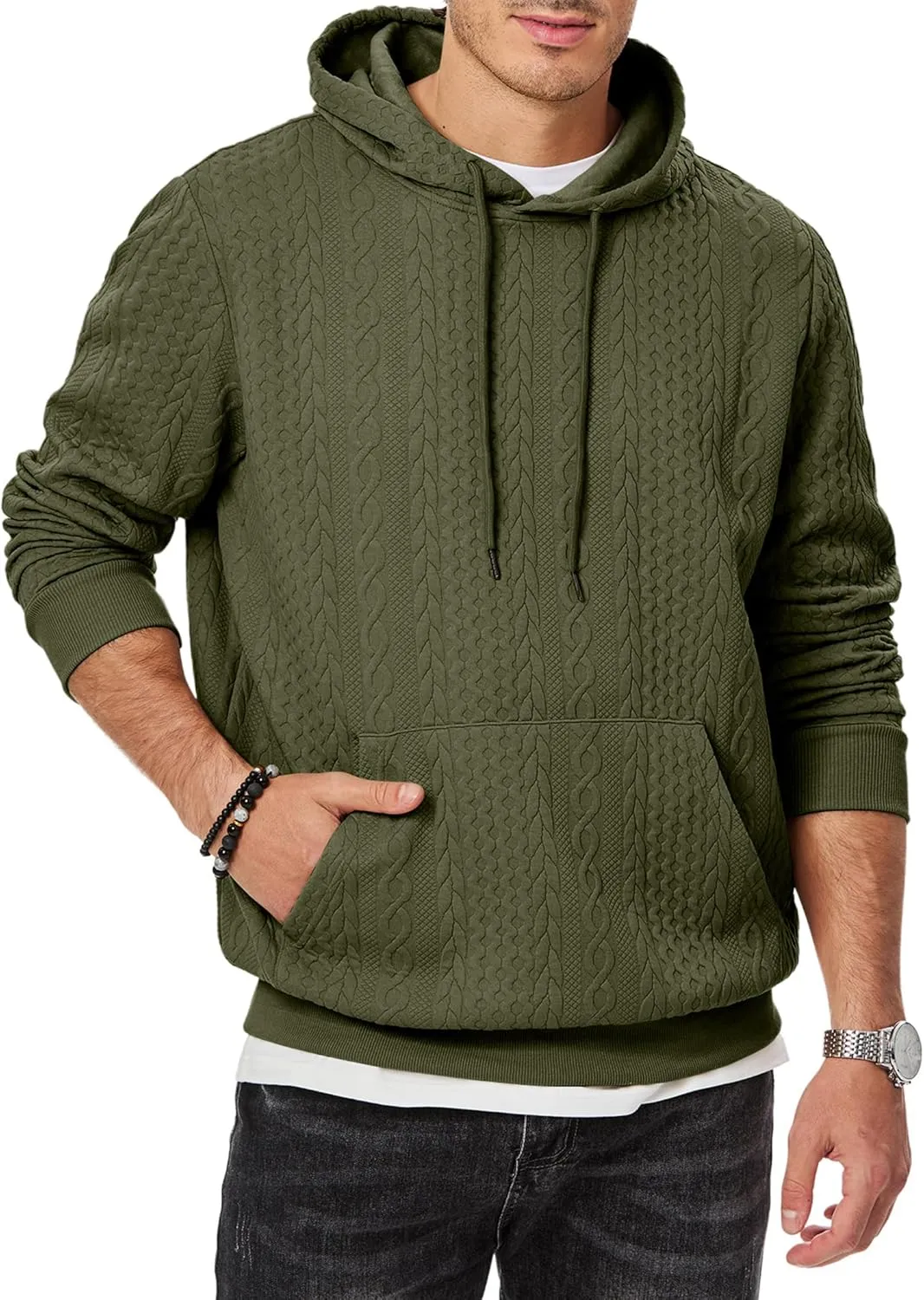 JMIERR Mens Hoodie Pullover 2024 Sweatshirts Graphic Hoodie Long Sleeve Drawstring Fashion Hooded Shirt with Pocket