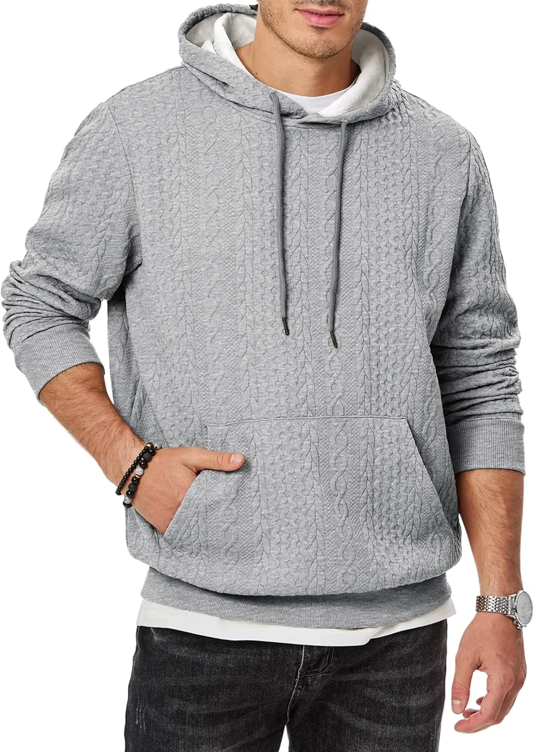 JMIERR Mens Hoodie Pullover 2024 Sweatshirts Graphic Hoodie Long Sleeve Drawstring Fashion Hooded Shirt with Pocket