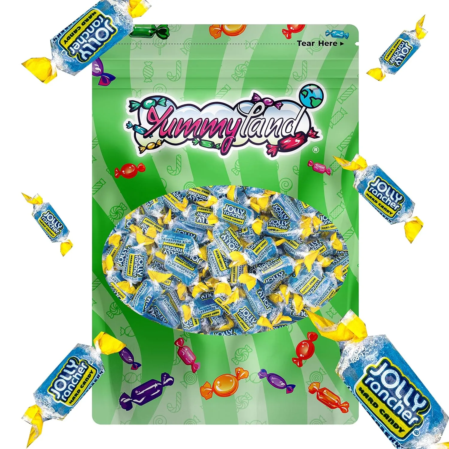 Jolly Rancher Blue Raspberry Hard Candy, Individually Wrapped, Bulk Candy Bag - 1 Pound (16 oz)