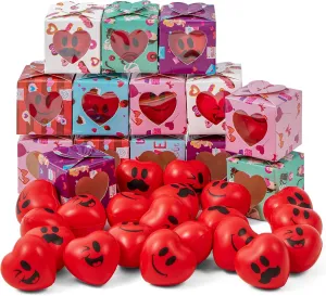 JOYIN 28 Pack Valentine Heart Stress Balls - Smile Face Squeeze Toys with Themed Gift Box, Face Foam Stress Relief Balls for Party Favors, Classroom Exchange, Game Reward