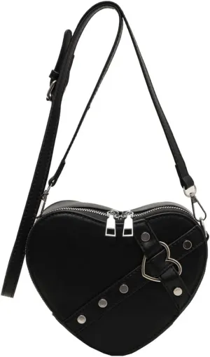 JQWSVE Cute Heart Shaped Purse for Women Faux Leather Heart Crossbody Bag Y2k Purse Small Shoulder Handbag with Zipper