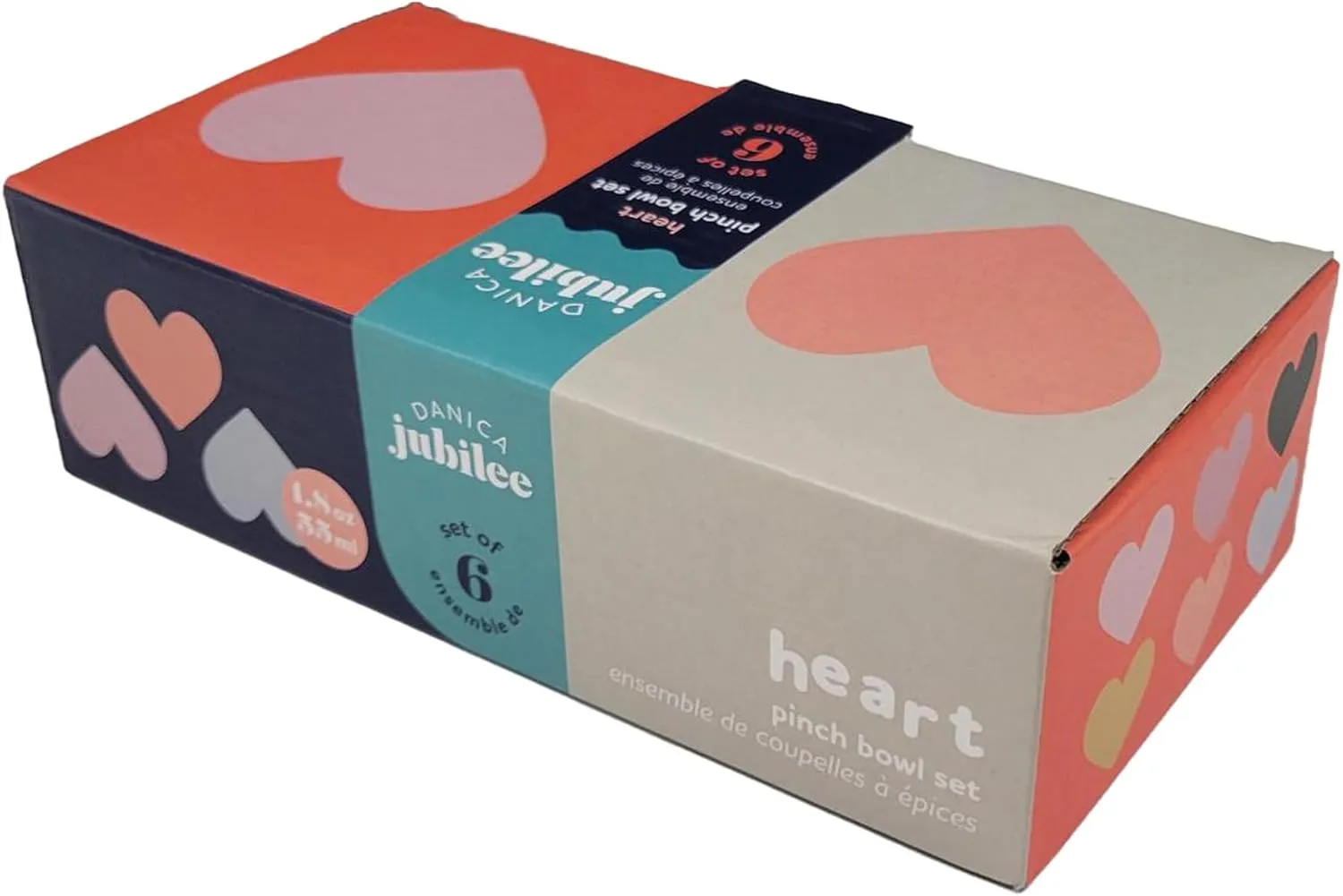 Jubilee Now Designs Heart Stoneware Shaped Pinch Bowl Set, Mini Bowls for Dipping and Seasoning-Soy Sauce Dish, 2 oz, DIA3.75 x H1in, Set of 6