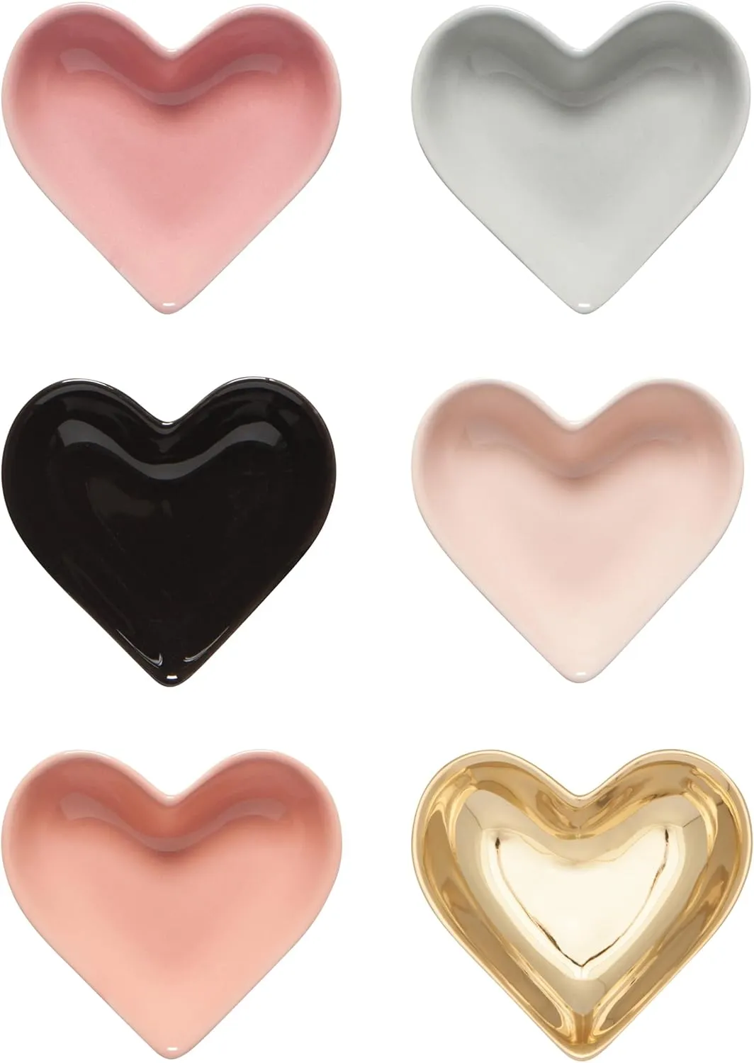 Jubilee Now Designs Heart Stoneware Shaped Pinch Bowl Set, Mini Bowls for Dipping and Seasoning-Soy Sauce Dish, 2 oz, DIA3.75 x H1in, Set of 6