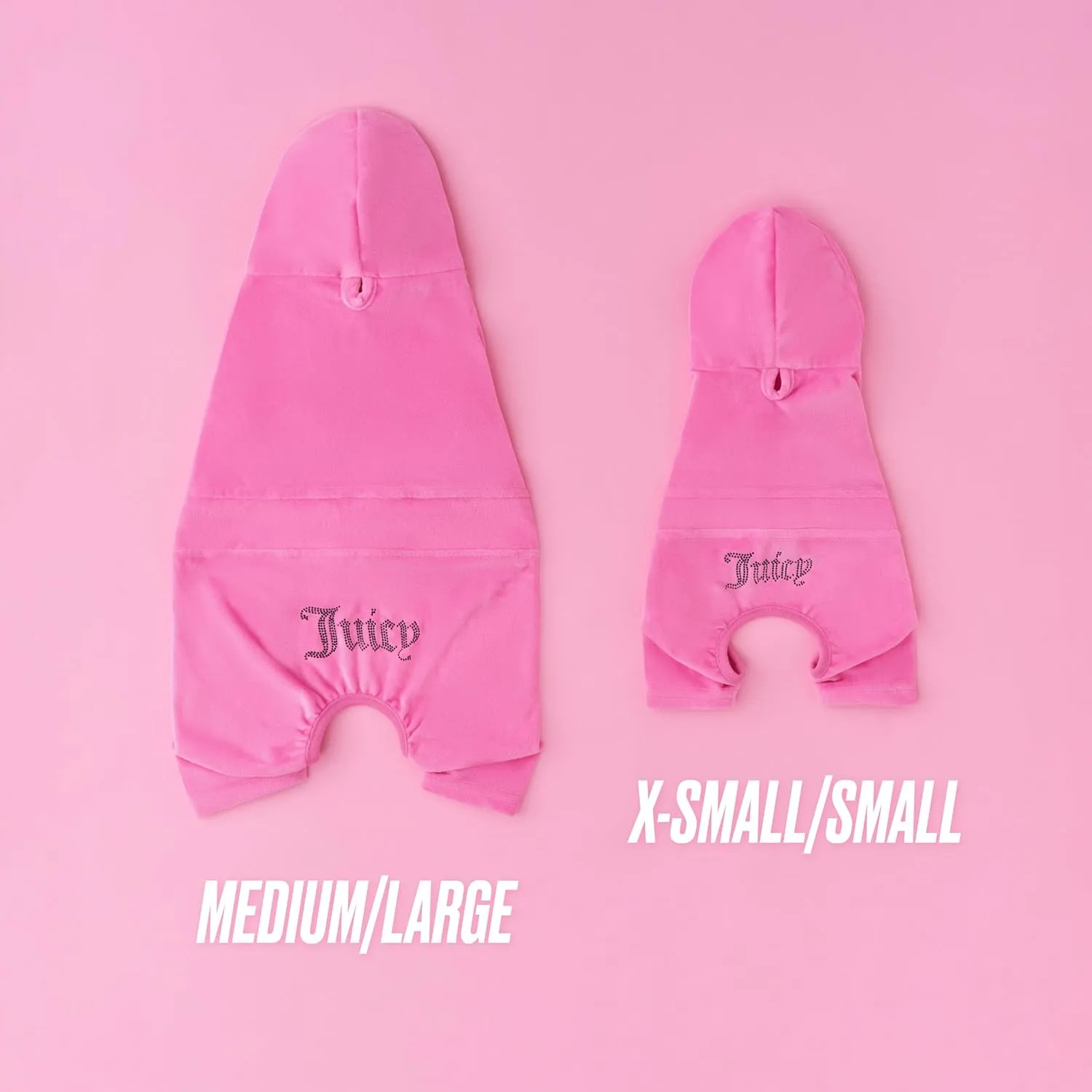 Juicy Couture Hooded Pet Juicy Bling Velour Tracksuit Chest 16 inches for Small Dogs and Cats - Hot Pink - XS/S