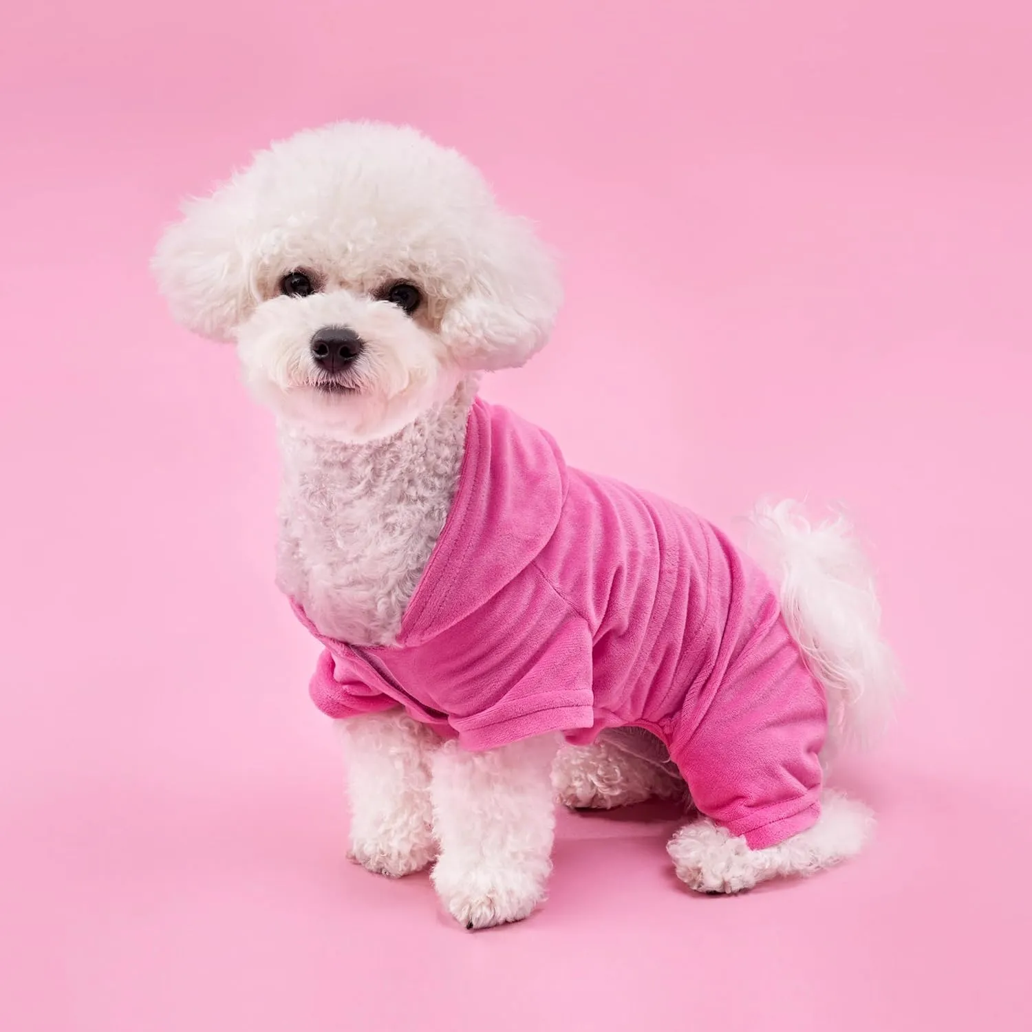 Juicy Couture Hooded Pet Juicy Bling Velour Tracksuit Chest 16 inches for Small Dogs and Cats - Hot Pink - XS/S