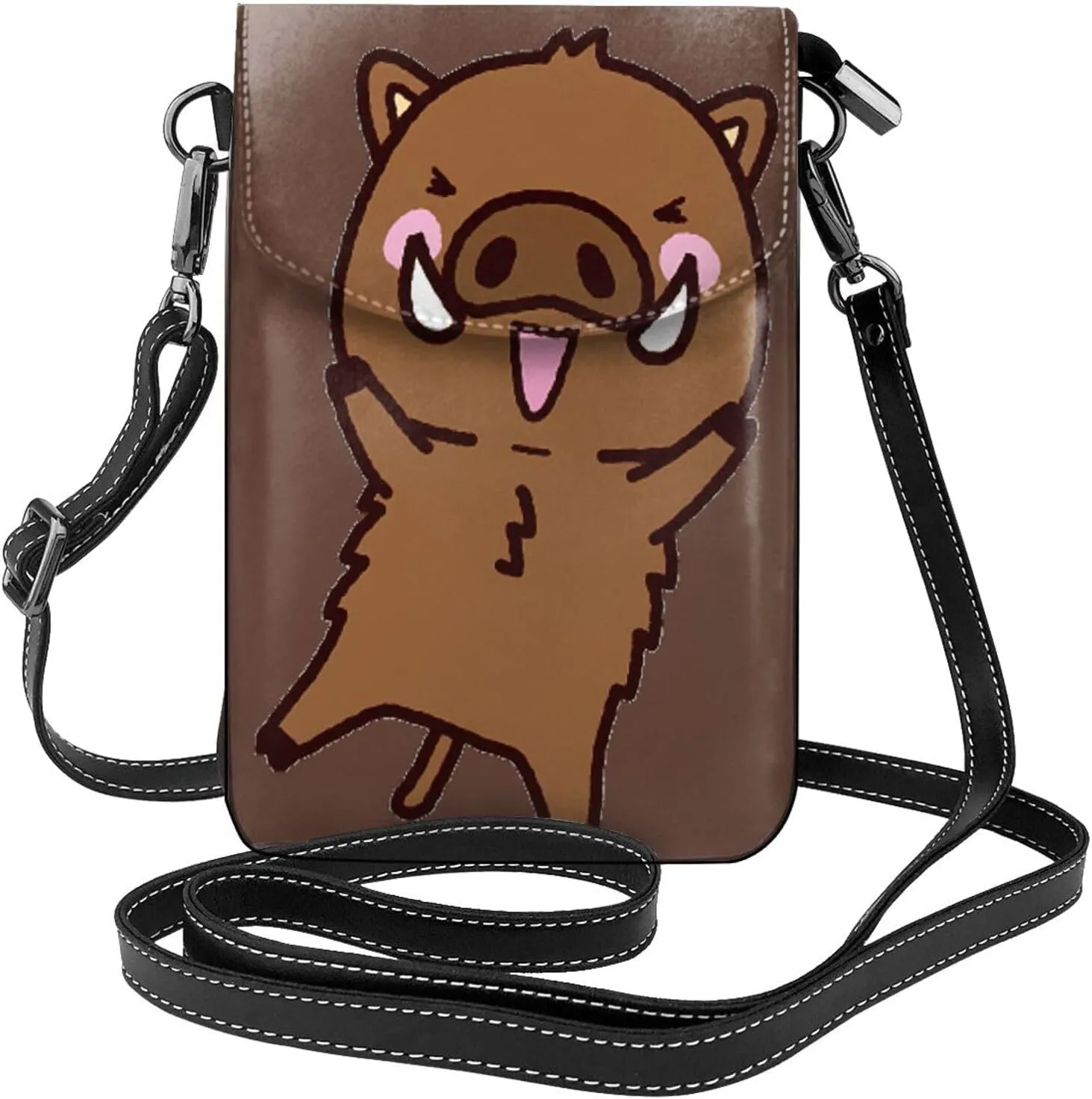 Jumping boar animation Print crossbody cell phone purse for women,trendy mini handbag with credit card slots