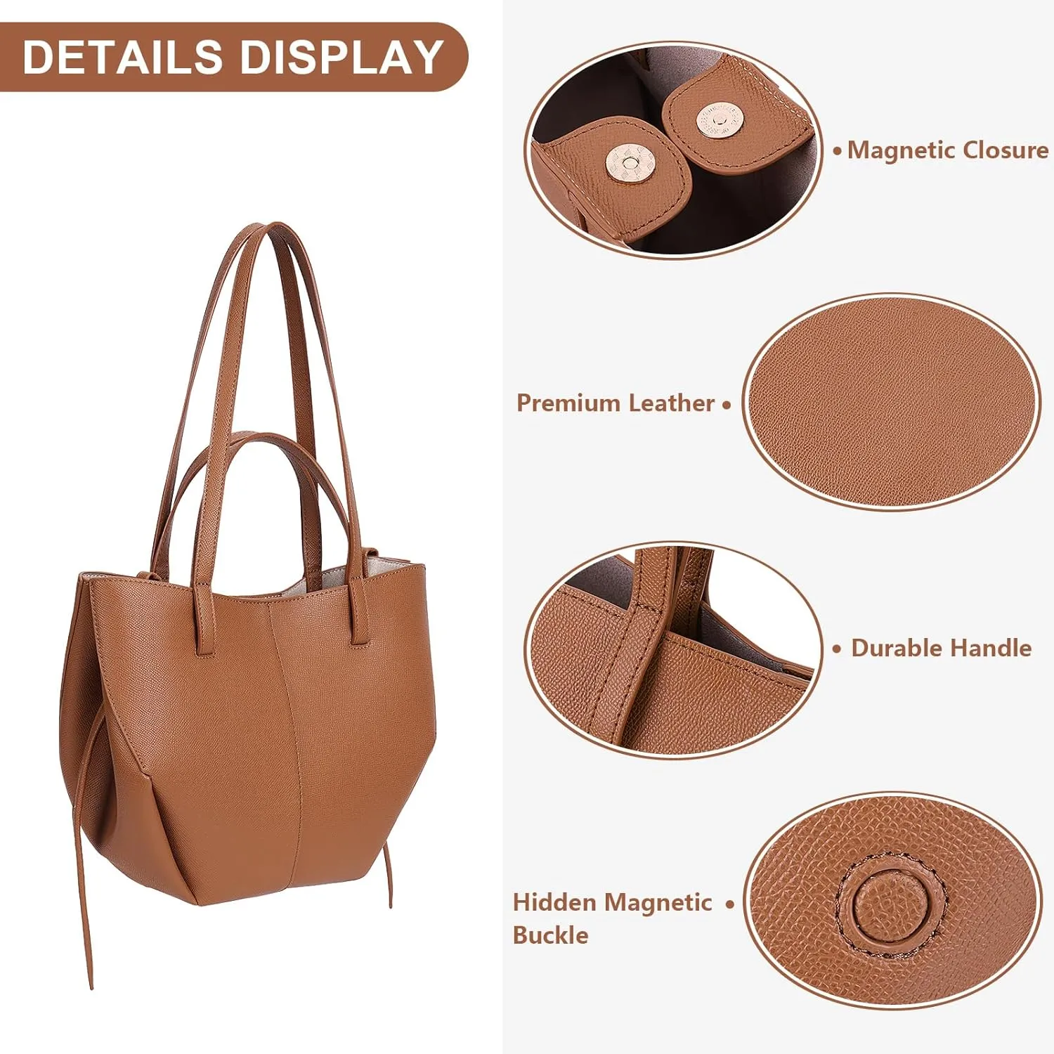 Juoxeepy Work Bag Faux Leather Tote Bag for Women Trendy Handbag Purse Fall Shoulder Bag with Magnetic Closure