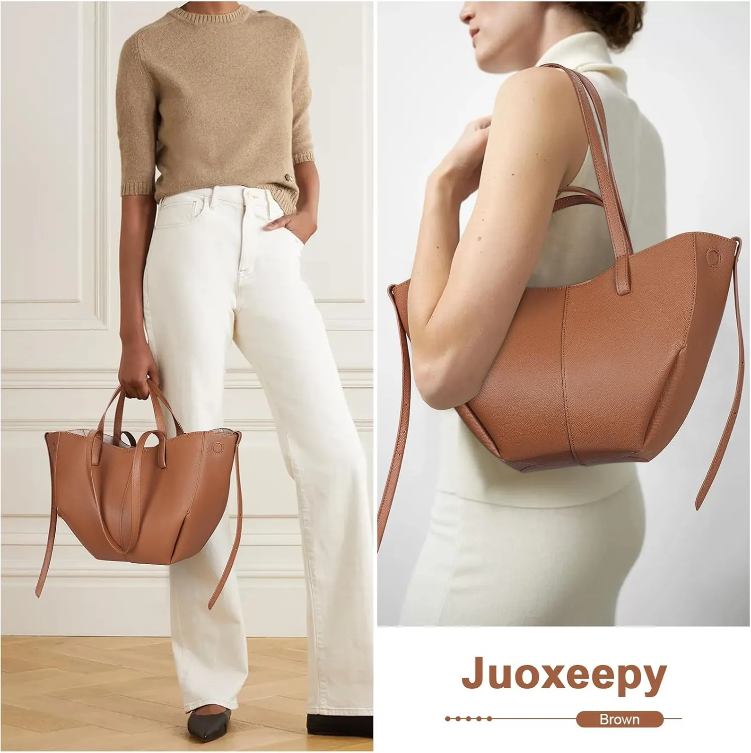 Juoxeepy Work Bag Faux Leather Tote Bag for Women Trendy Handbag Purse Fall Shoulder Bag with Magnetic Closure