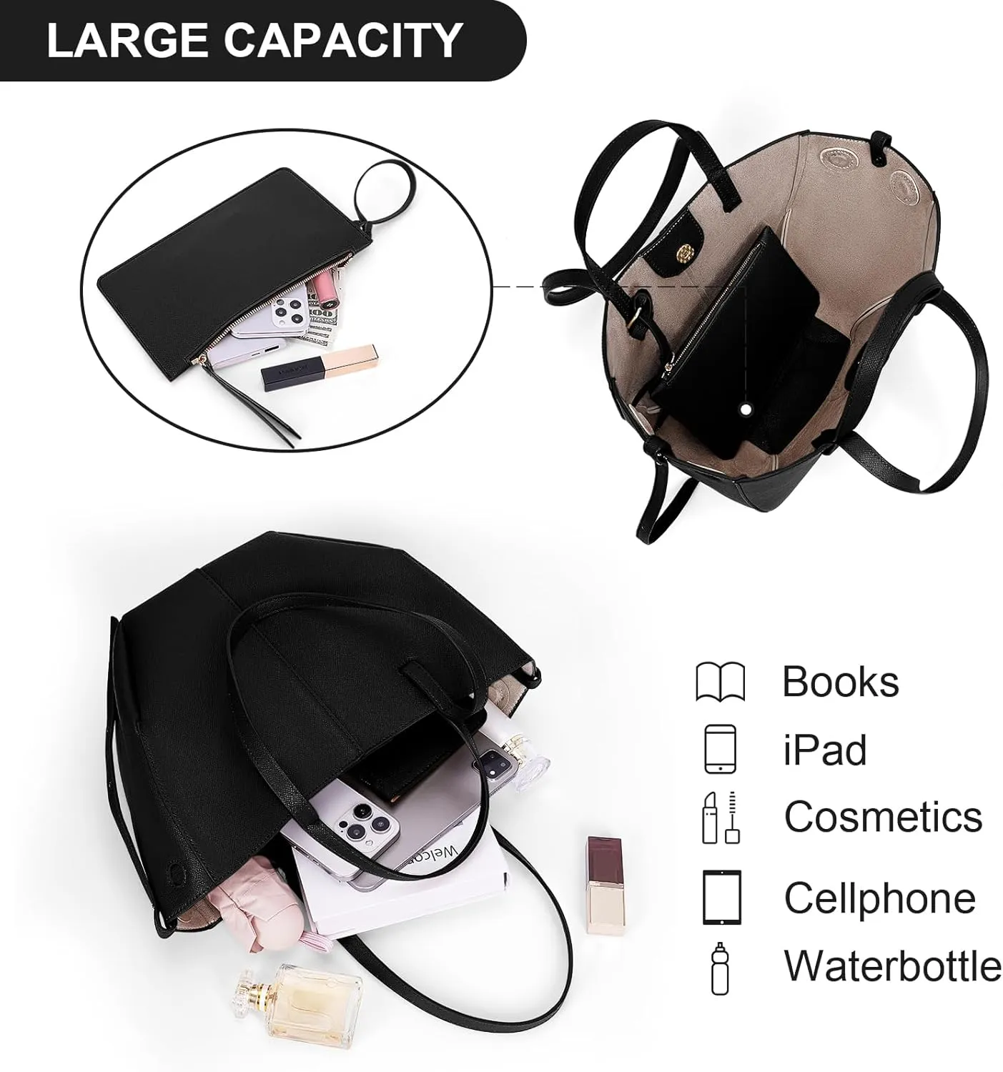 Juoxeepy Work Bag Faux Leather Tote Bag for Women Trendy Handbag Purse Fall Shoulder Bag with Magnetic Closure