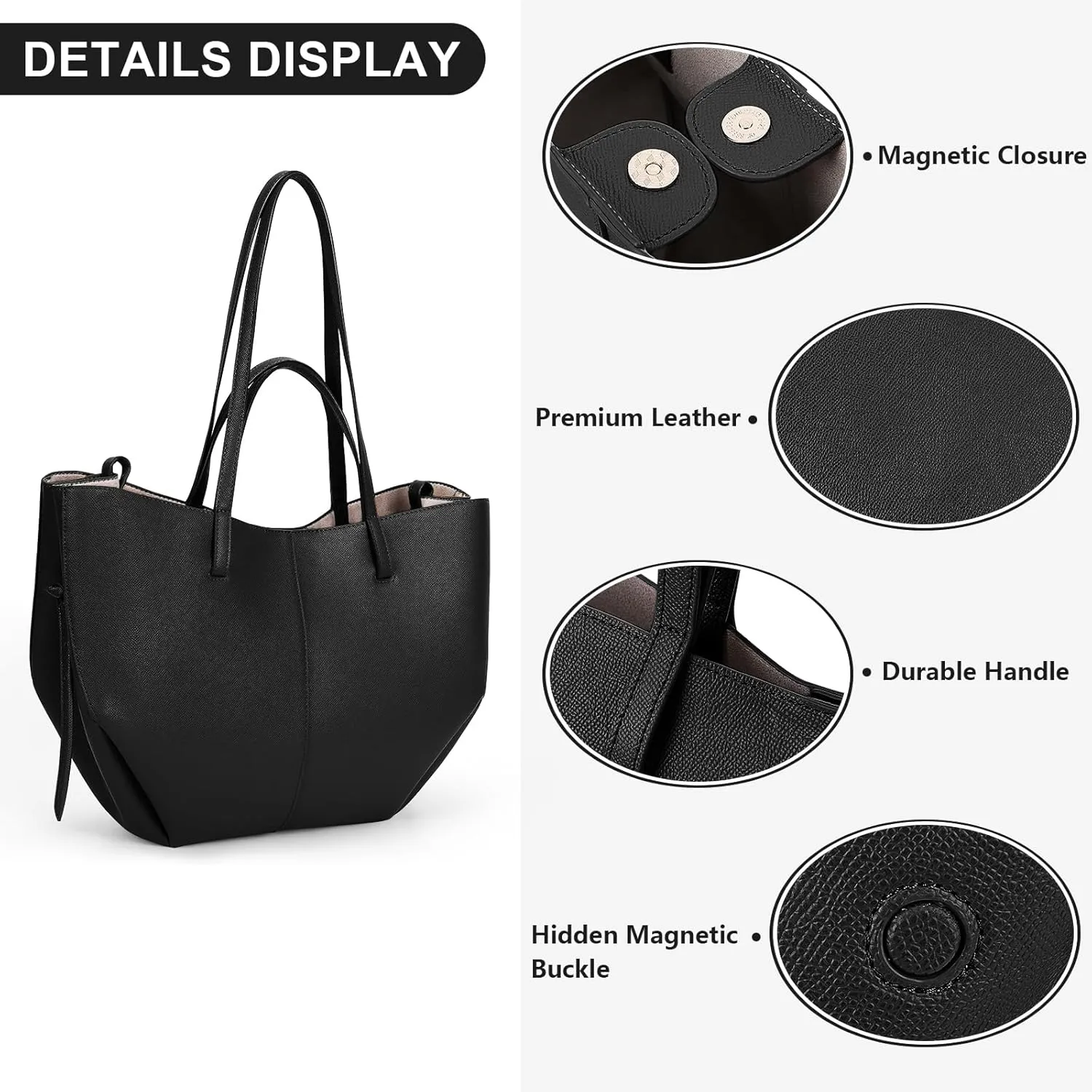 Juoxeepy Work Bag Faux Leather Tote Bag for Women Trendy Handbag Purse Fall Shoulder Bag with Magnetic Closure