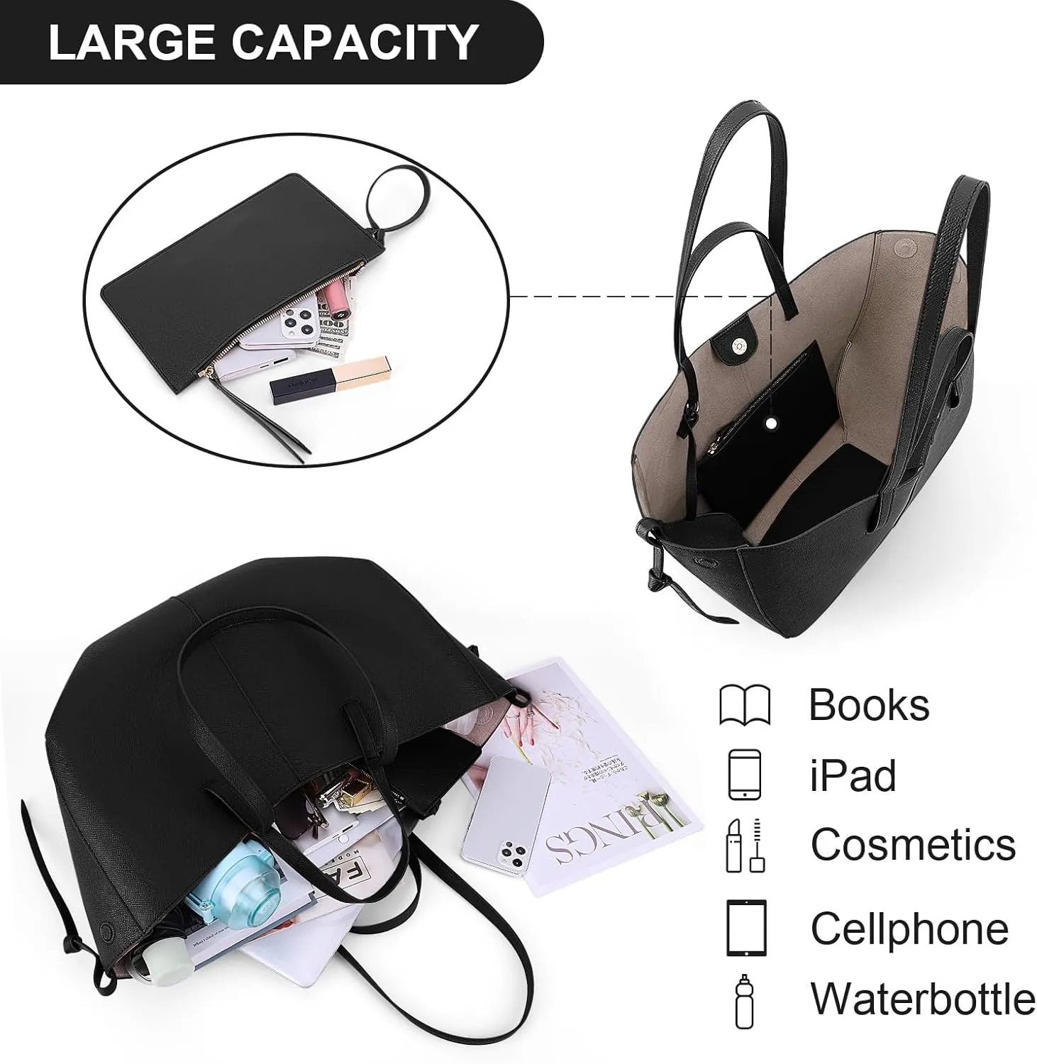 Juoxeepy Work Bag Faux Leather Tote Bag for Women Trendy Handbag Purse Fall Shoulder Bag with Magnetic Closure