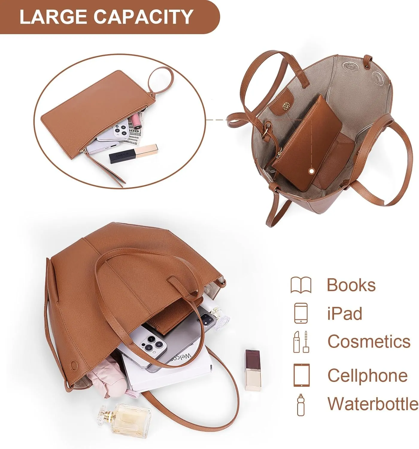 Juoxeepy Work Bag Faux Leather Tote Bag for Women Trendy Handbag Purse Fall Shoulder Bag with Magnetic Closure