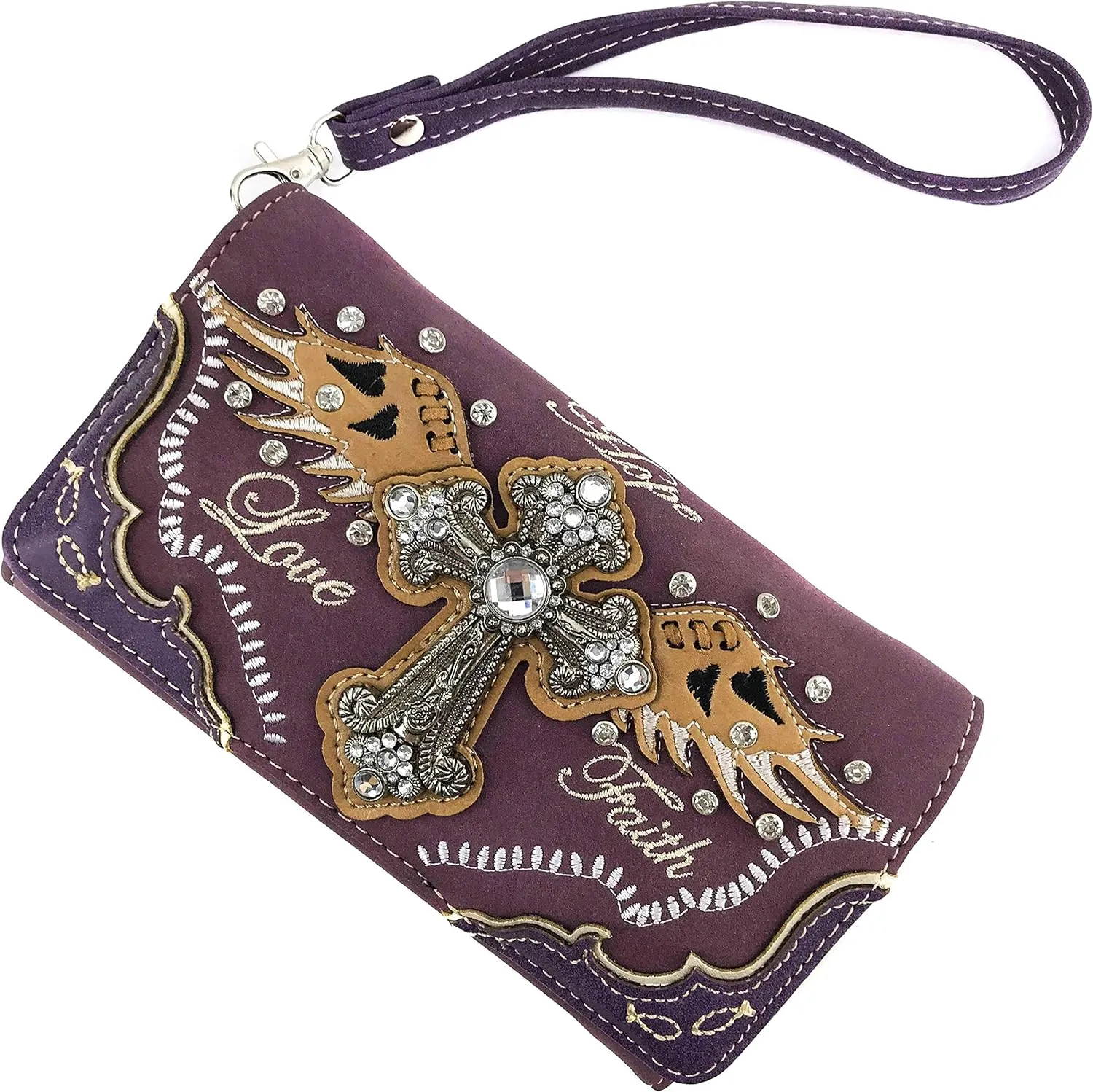 Justin West Cross Angel Wings Concealed Carry Handbag Purse