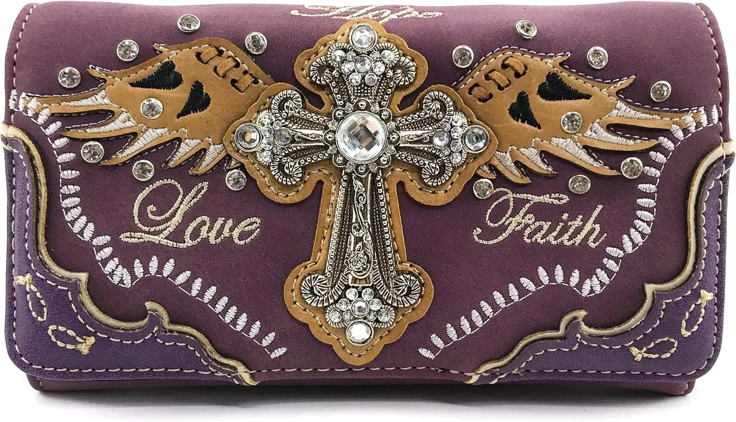 Justin West Cross Angel Wings Concealed Carry Handbag Purse