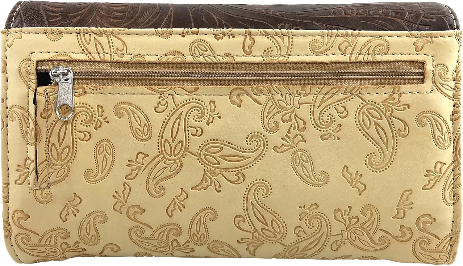 Justin West Paisley Embroidery Floral Tooled Leather Rhinestone Cross Shoulder Concealed Carry Handbag Purse