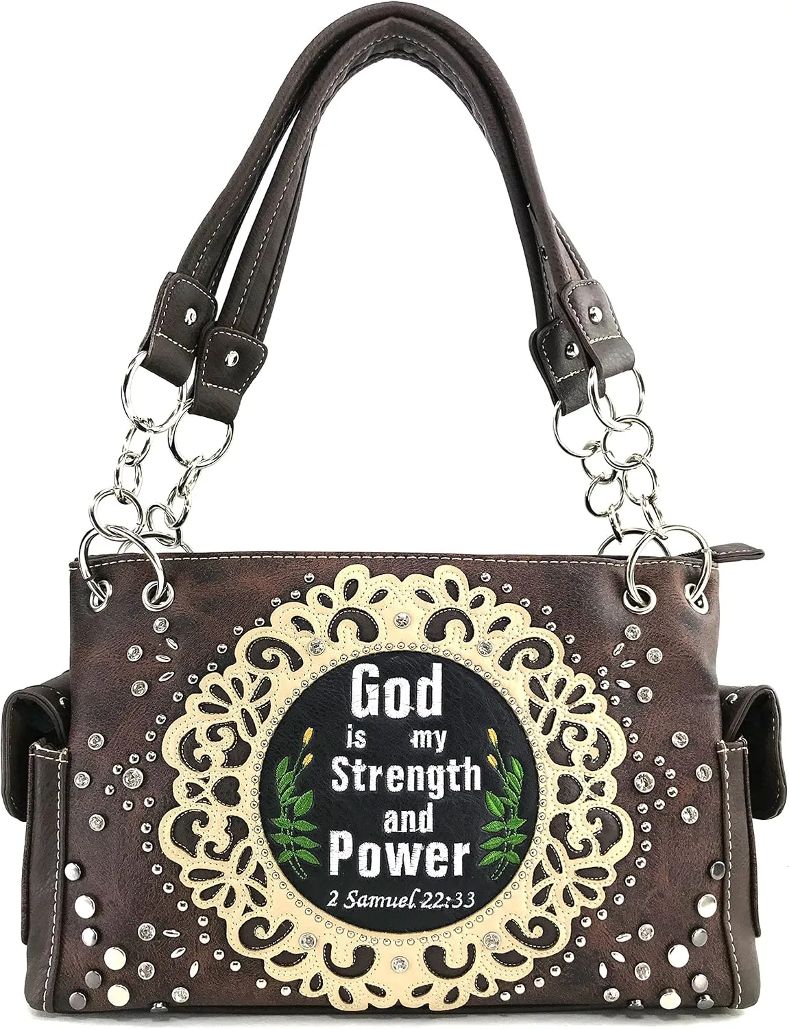 Justin West Prayer Bible God is my Strength and Power Samuel 22:33 Concealed Carry Handbag Purse