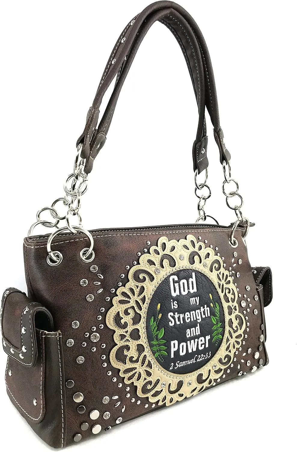 Justin West Prayer Bible God is my Strength and Power Samuel 22:33 Concealed Carry Handbag Purse