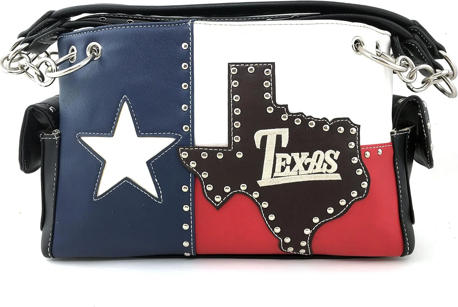 Justin West Texas Red White Blue Flag Patriotic Chain Shoulder Concealed Carry Handbag Purse Trifold Wallet