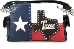 Justin West Texas Red White Blue Flag Patriotic Chain Shoulder Concealed Carry Handbag Purse Trifold Wallet