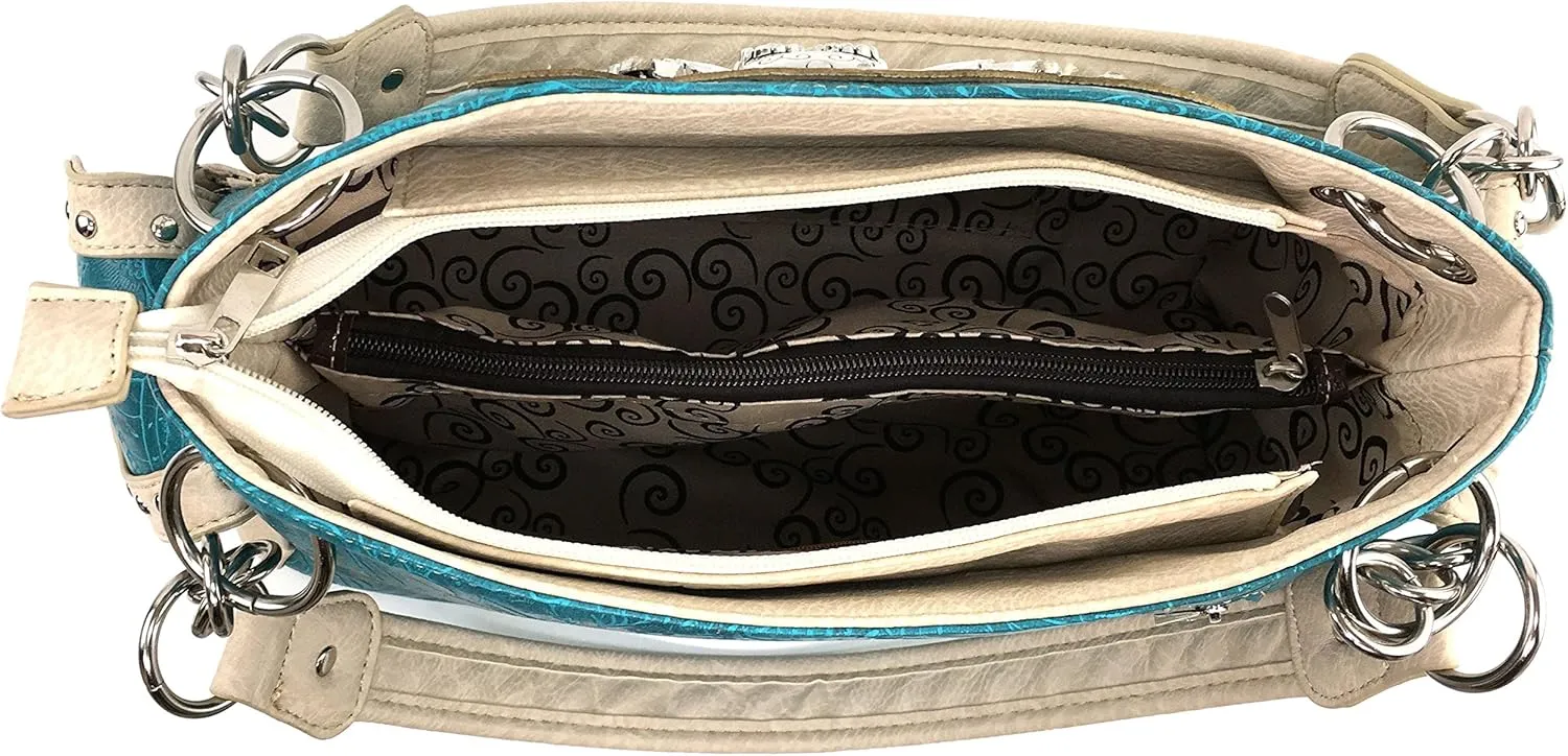 Justin West Texas Red White Blue Flag Patriotic Chain Shoulder Concealed Carry Handbag Purse Trifold Wallet