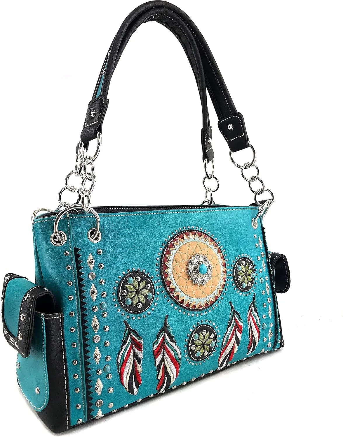 Justin West Tribal Dream Catcher Feather Embroidery CCW Concealed Carry Handbag