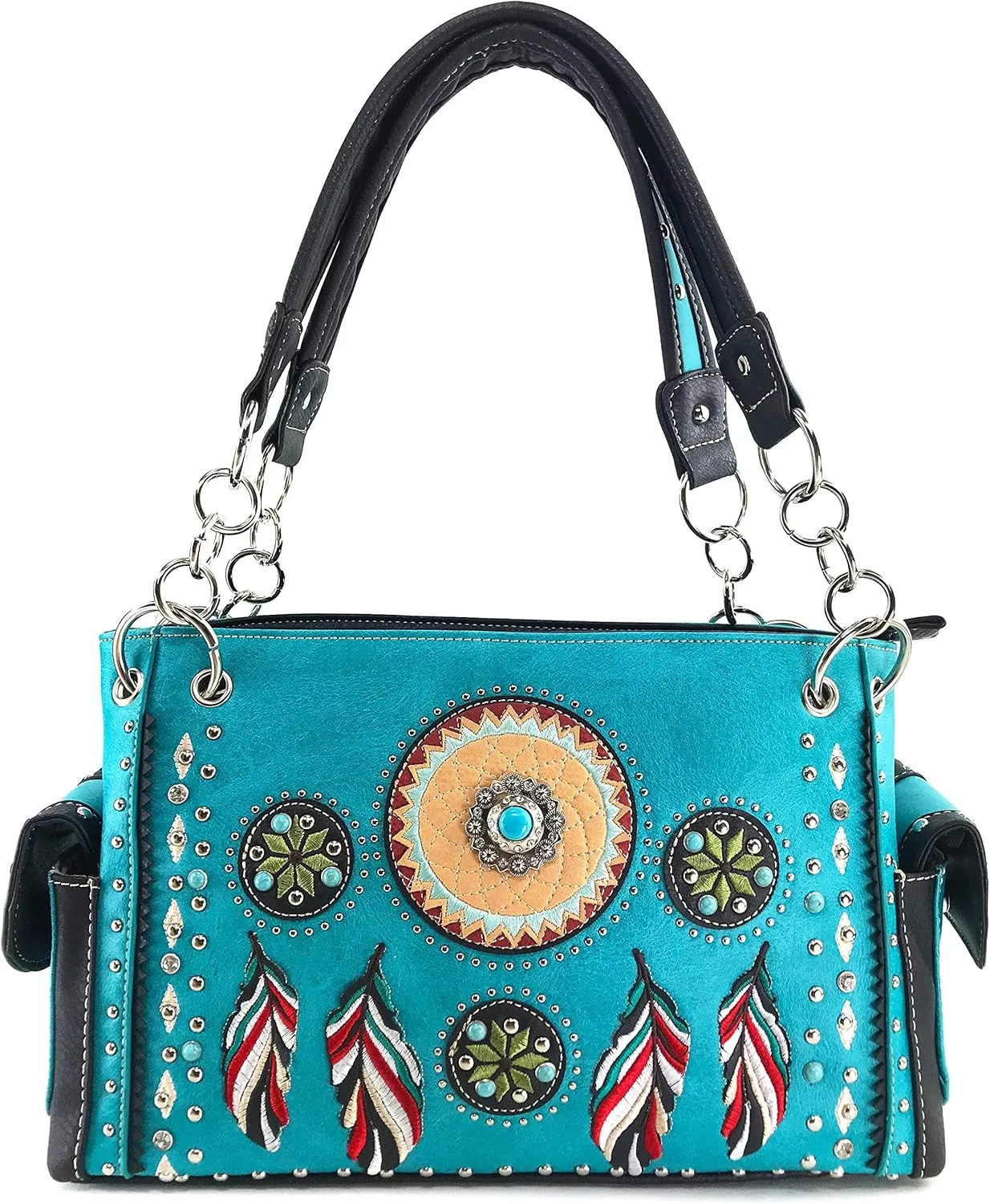 Justin West Tribal Dream Catcher Feather Embroidery CCW Concealed Carry Handbag