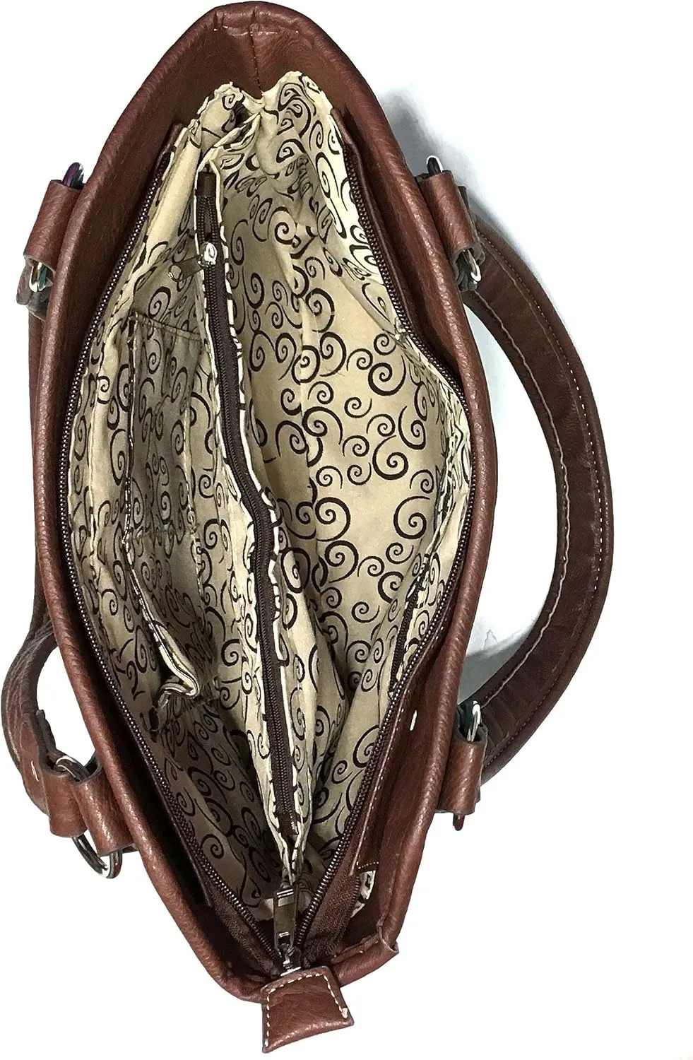 Justin West Turquoise Stone Concho Feathers Western Tooled Studs Concealed Carry Handbag Purse