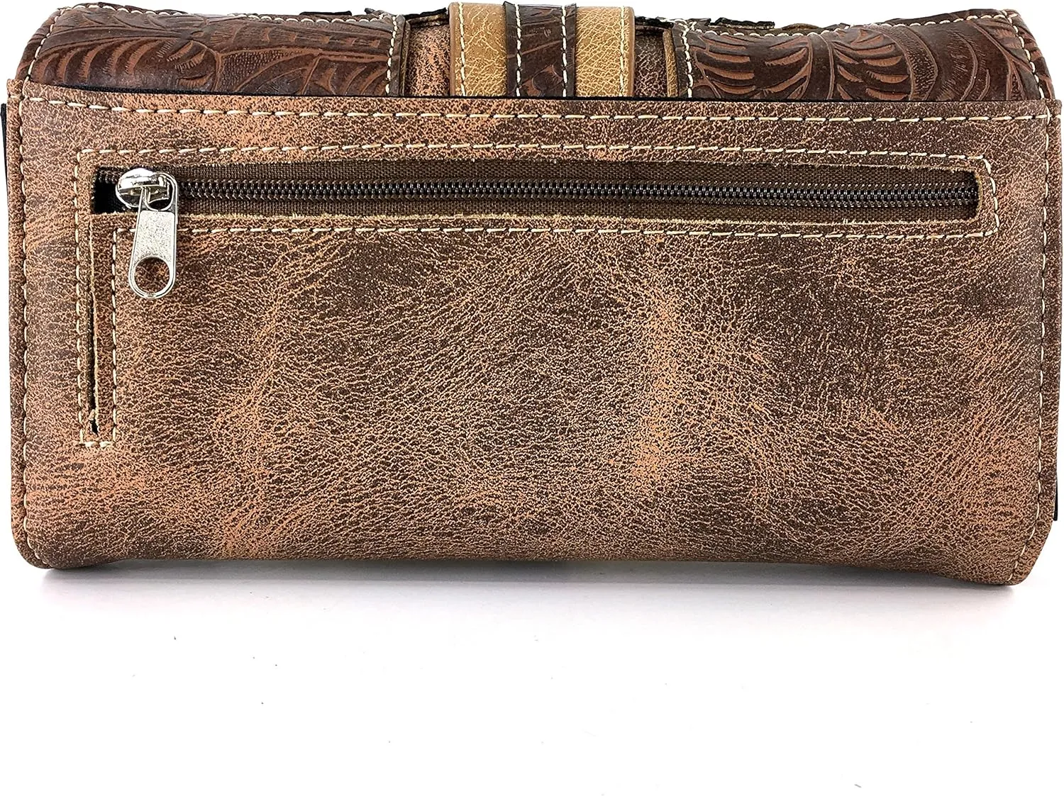 Justin West Western Brown Purse Floral Buckle Concealed Carry Handbag