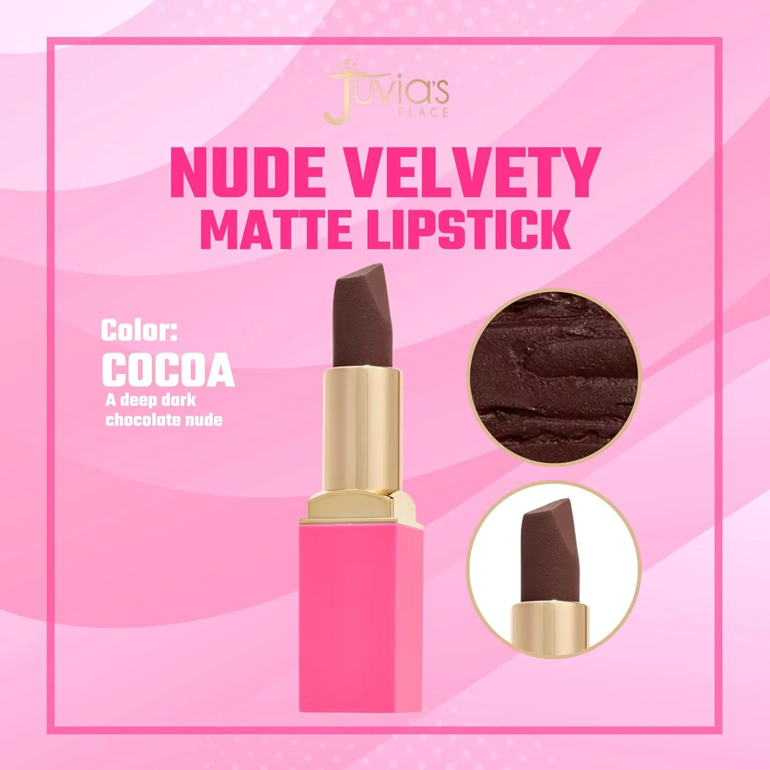 Juvia's Place The Nude Velvety Matte Lipstick Cocoa - Nude, Long-lasting, Rich-Color Lip Makeup, Creamy Lipstick with Matte Finish, Beauty & Lip Products