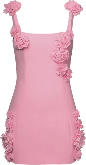 JW PEI Women's Elaina Pink Rosette Applique Mini Dress