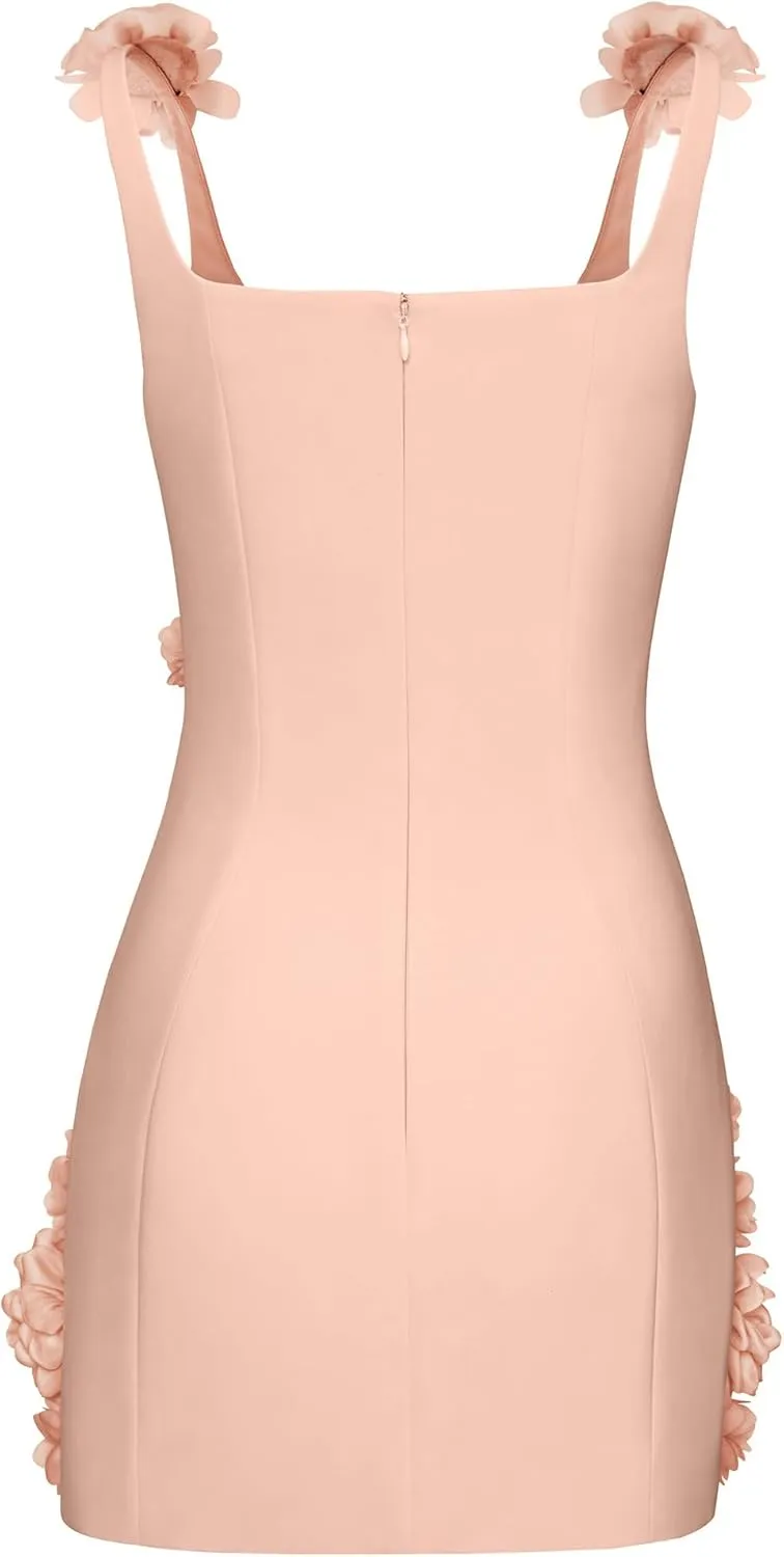 JW PEI Women's Elaina Pink Rosette Applique Mini Dress