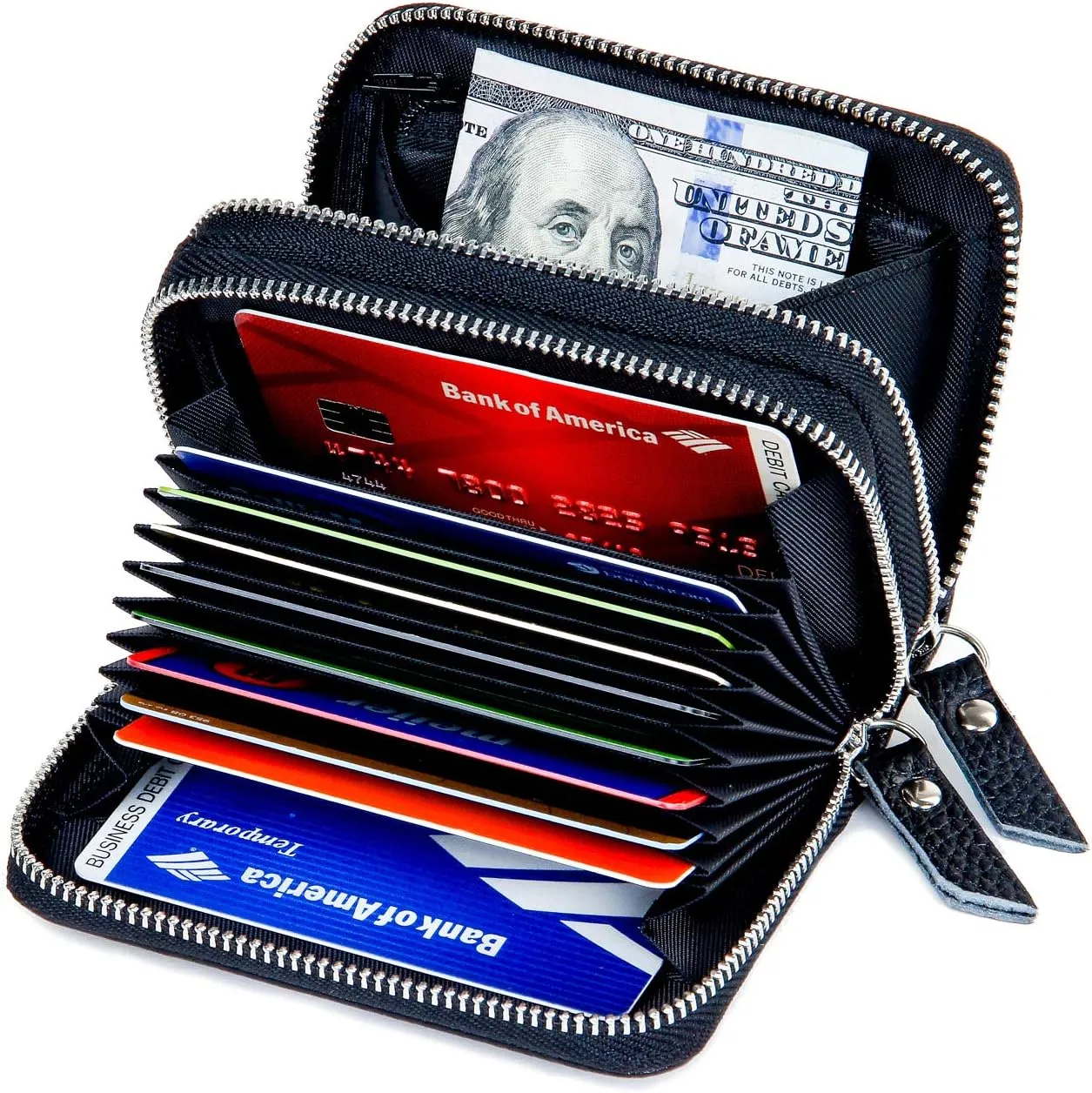 KALMOR Wallets for Women Leather Double Zipper RFID Blocking Purse with Coin Pocket