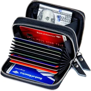 KALMOR Wallets for Women Leather Double Zipper RFID Blocking Purse with Coin Pocket