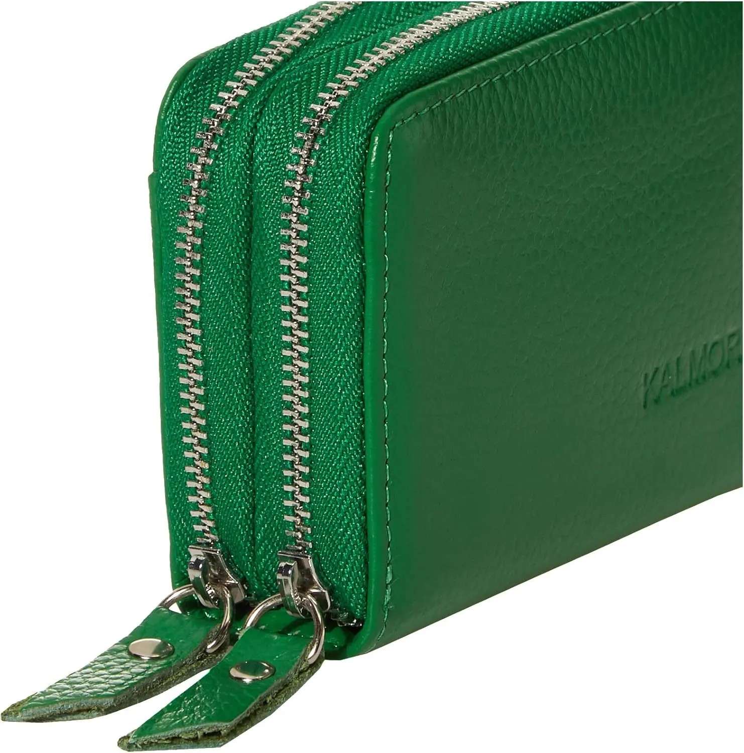 KALMOR Wallets for Women Leather Double Zipper RFID Blocking Purse with Coin Pocket
