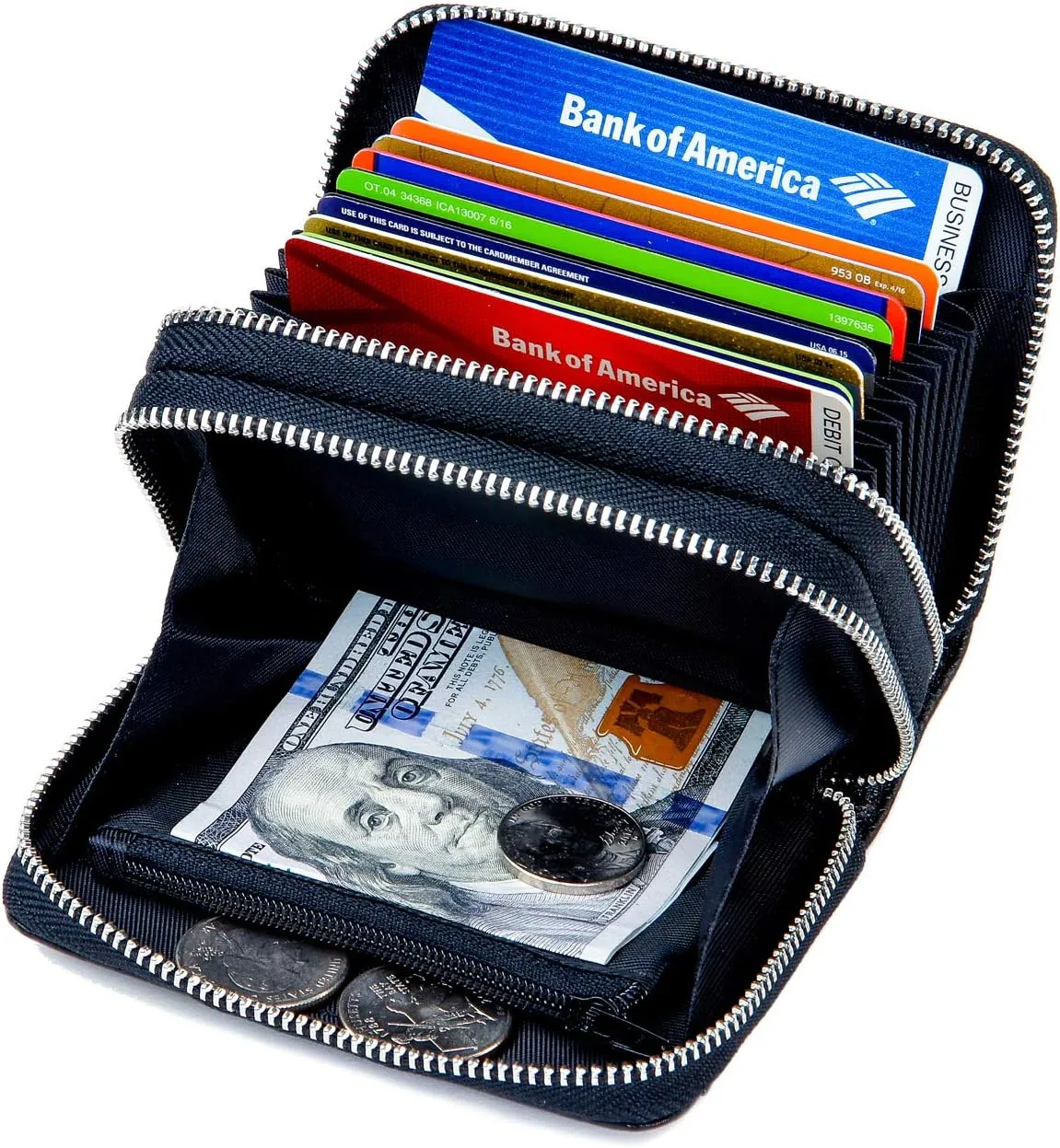 KALMOR Wallets for Women Leather Double Zipper RFID Blocking Purse with Coin Pocket