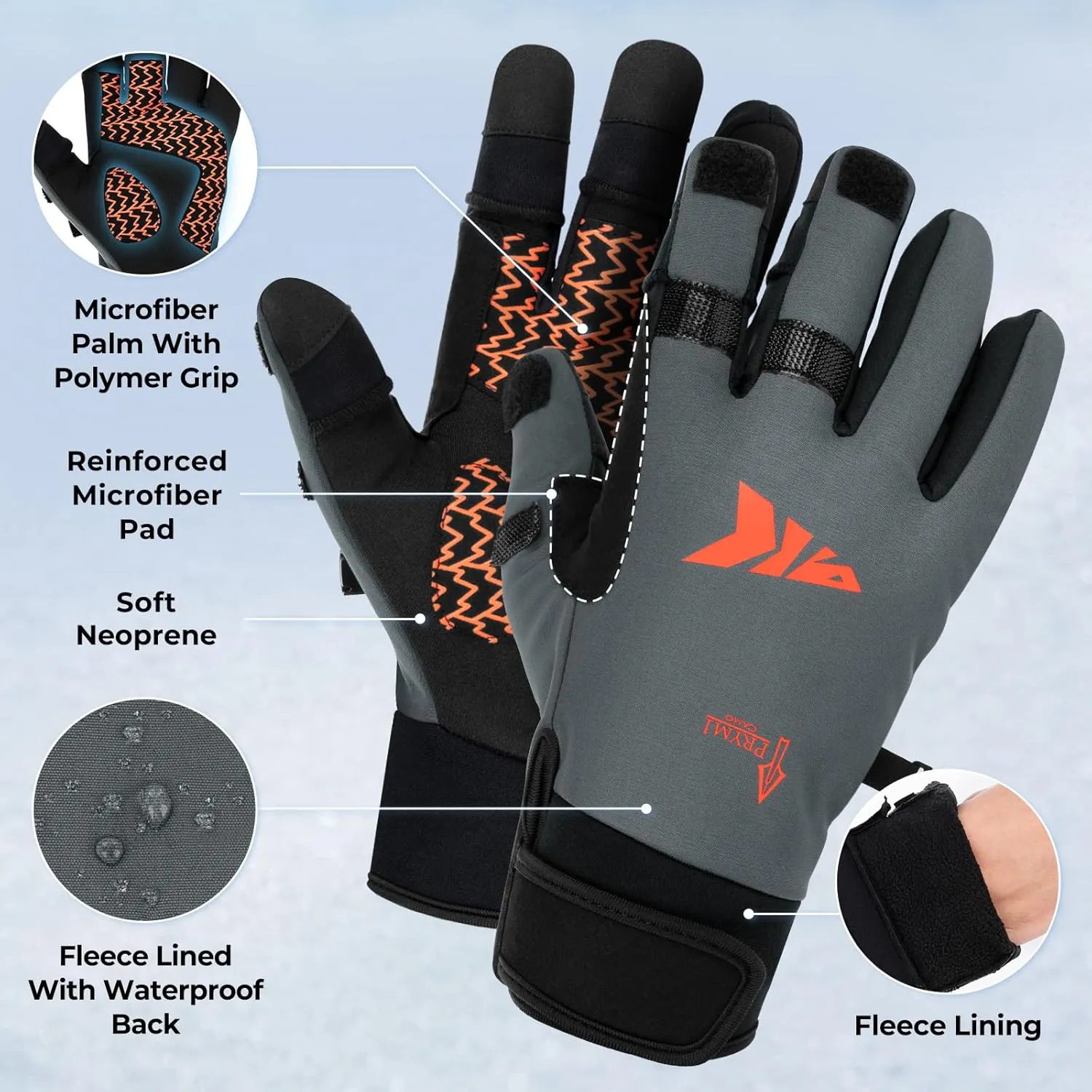 KastKing Mountain Mist Cold Winter Weather Fishing Gloves for Men and Women - Ideal for Ice Fishing, Photography, or Hunting