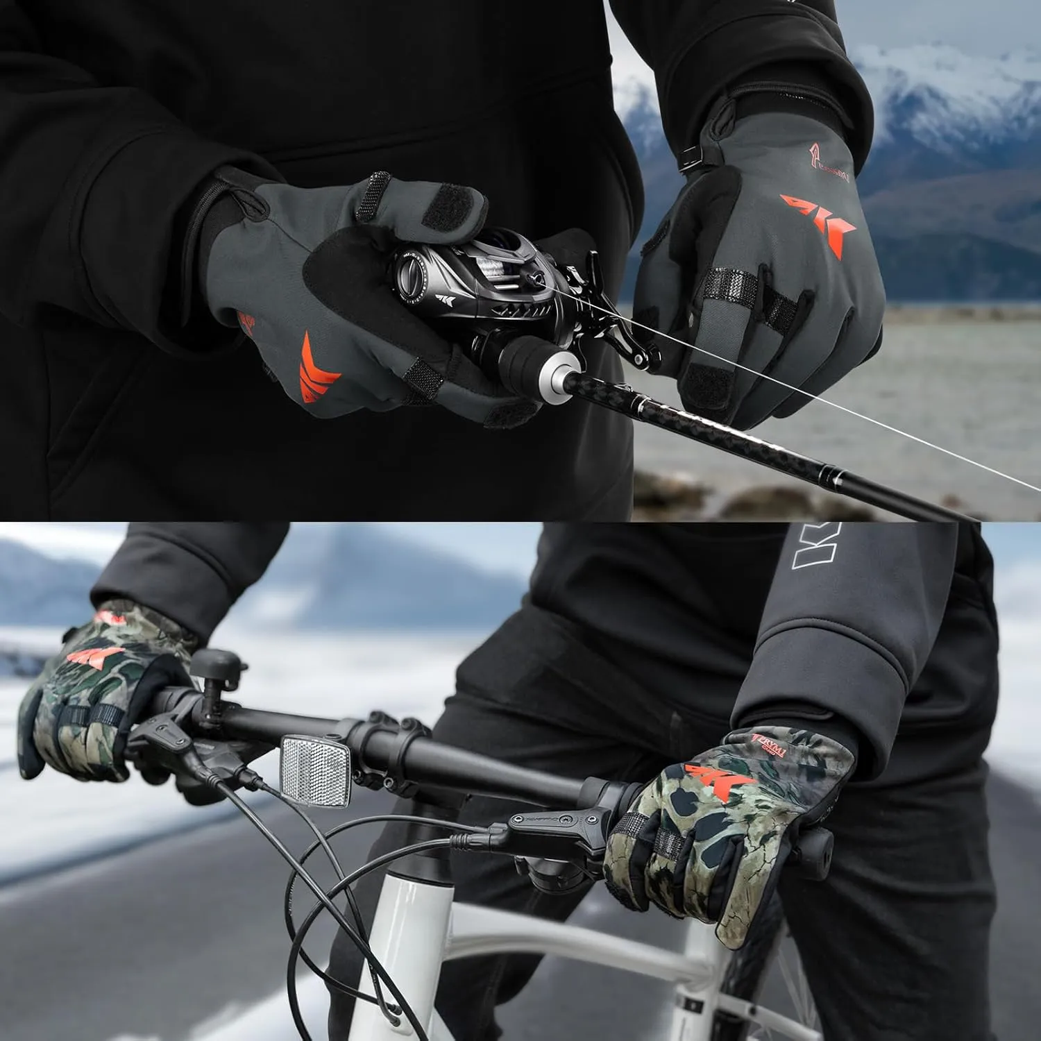 KastKing Mountain Mist Cold Winter Weather Fishing Gloves for Men and Women - Ideal for Ice Fishing, Photography, or Hunting